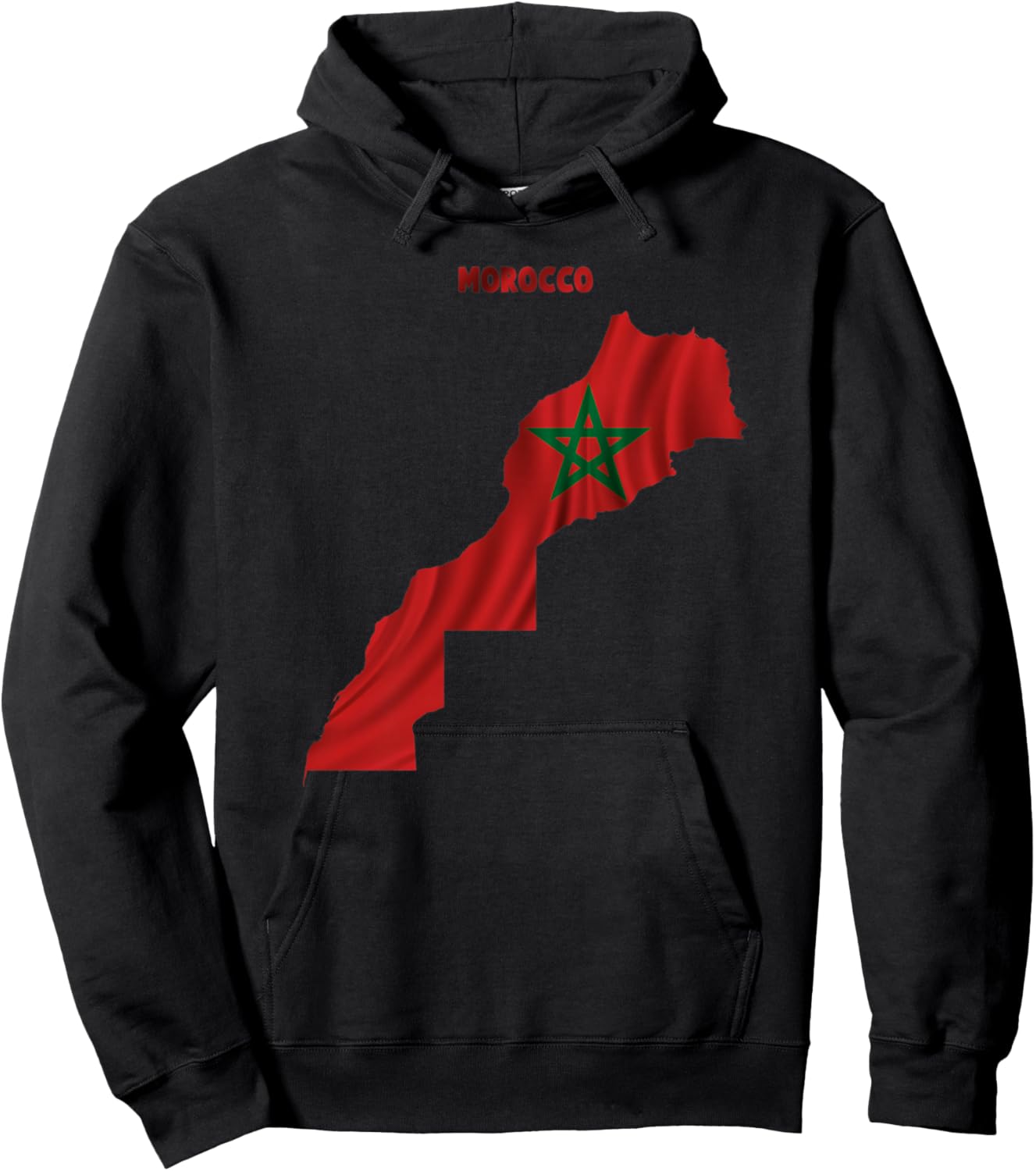 Drapeau marocain ondulé à l'intérieur de la Carte du Maroc Haut de Gamme Hoodie - Hoodie | Black