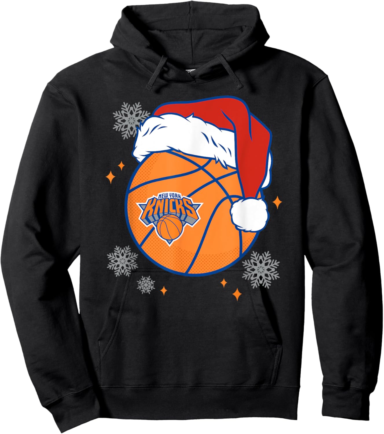 NBA New York Knicks Christmas Santa Hat Ball Hoodie - Hoodie | Black