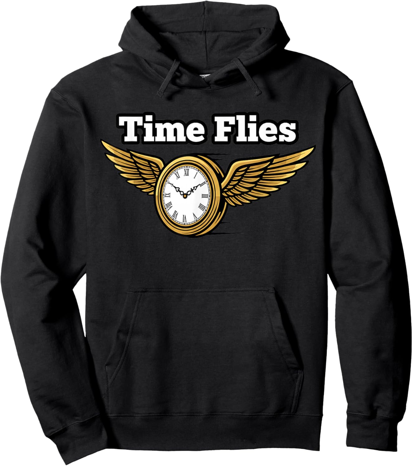 Time Flies Funny Clock with Wings Hoodie - Hoodie | Black