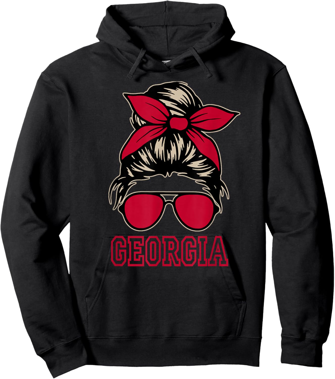 Georgia Women Girls Mom Messy Bun Hair. Hoodie - Hoodie | Black