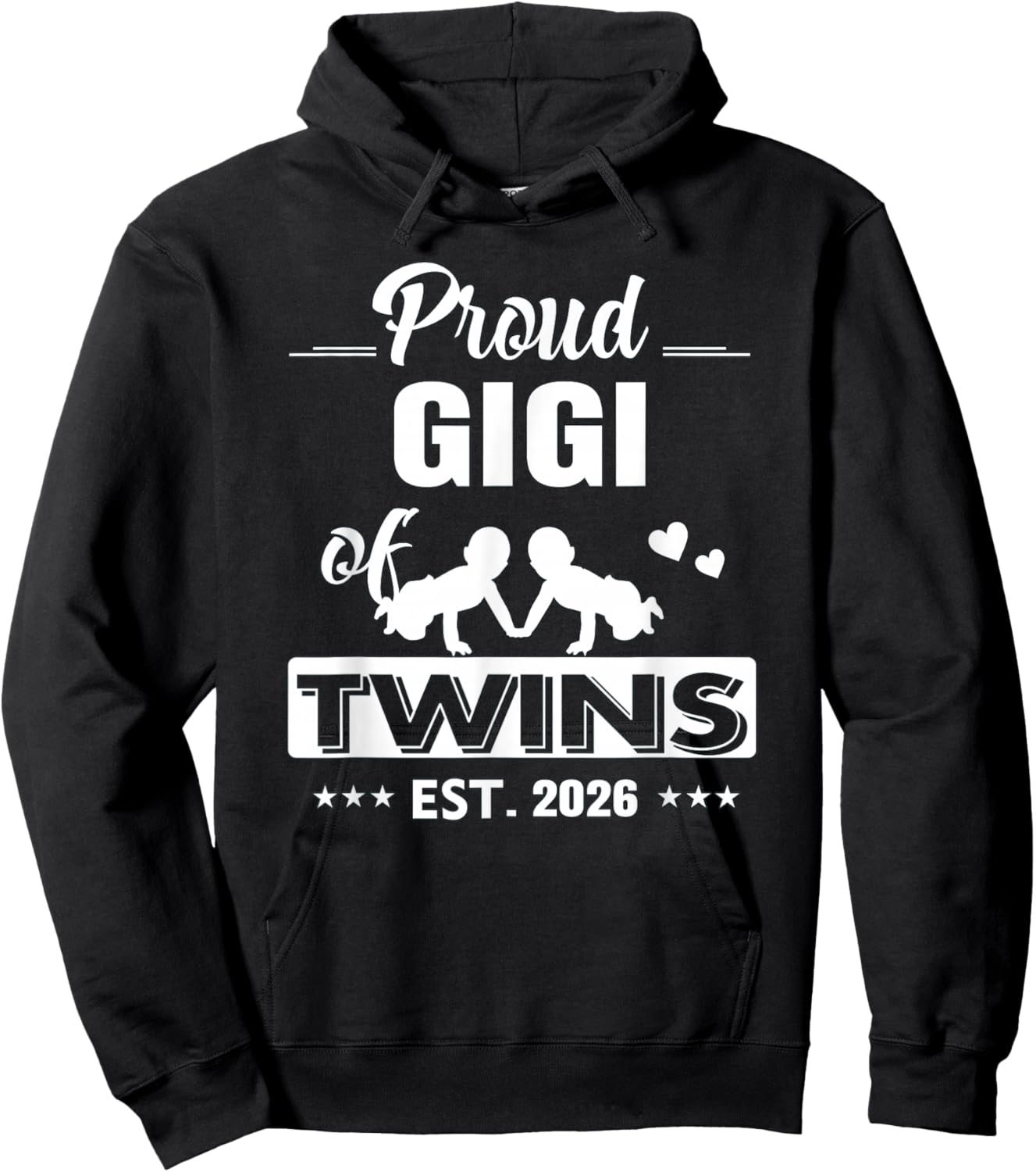 Proud Gigi of Twins EST 2026 Twins Cute Hearts Hoodie - Hoodie | Black