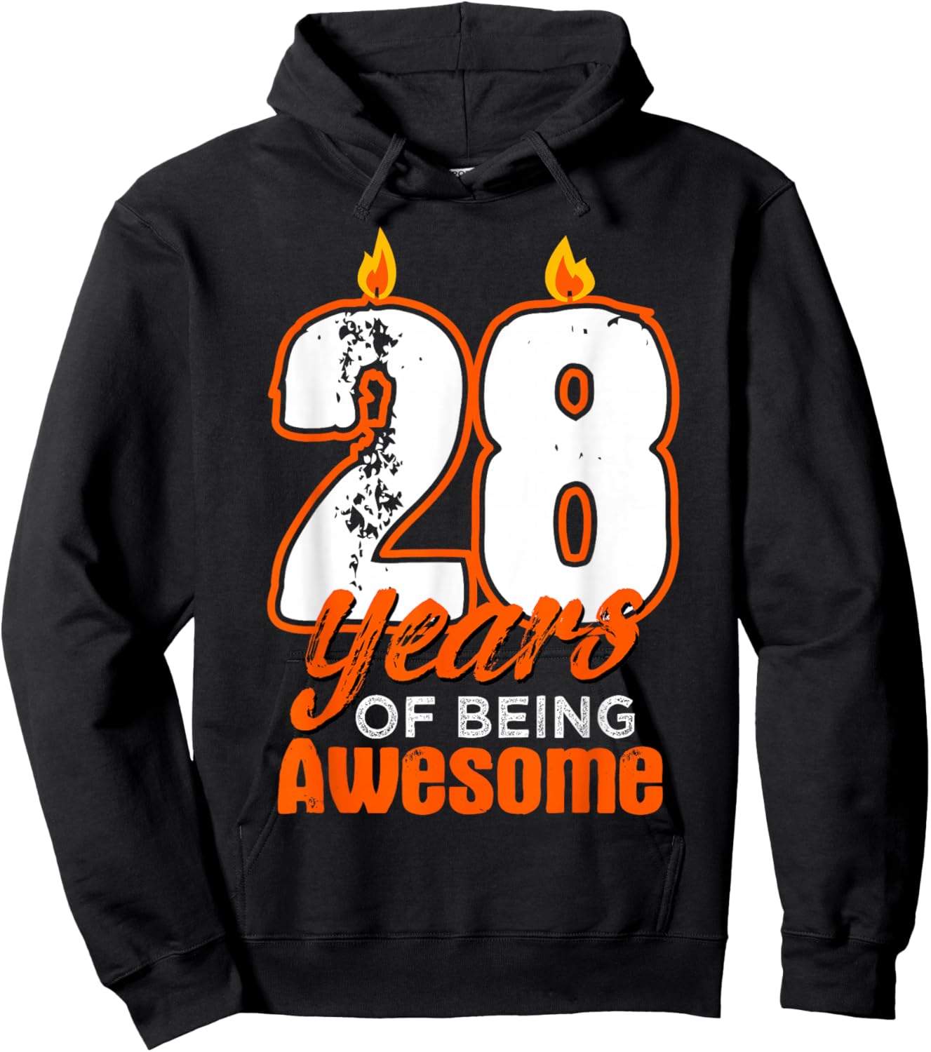 Candle 28 Birthday Party Wishes Cake Decoration Candlelight Hoodie - Hoodie | Black