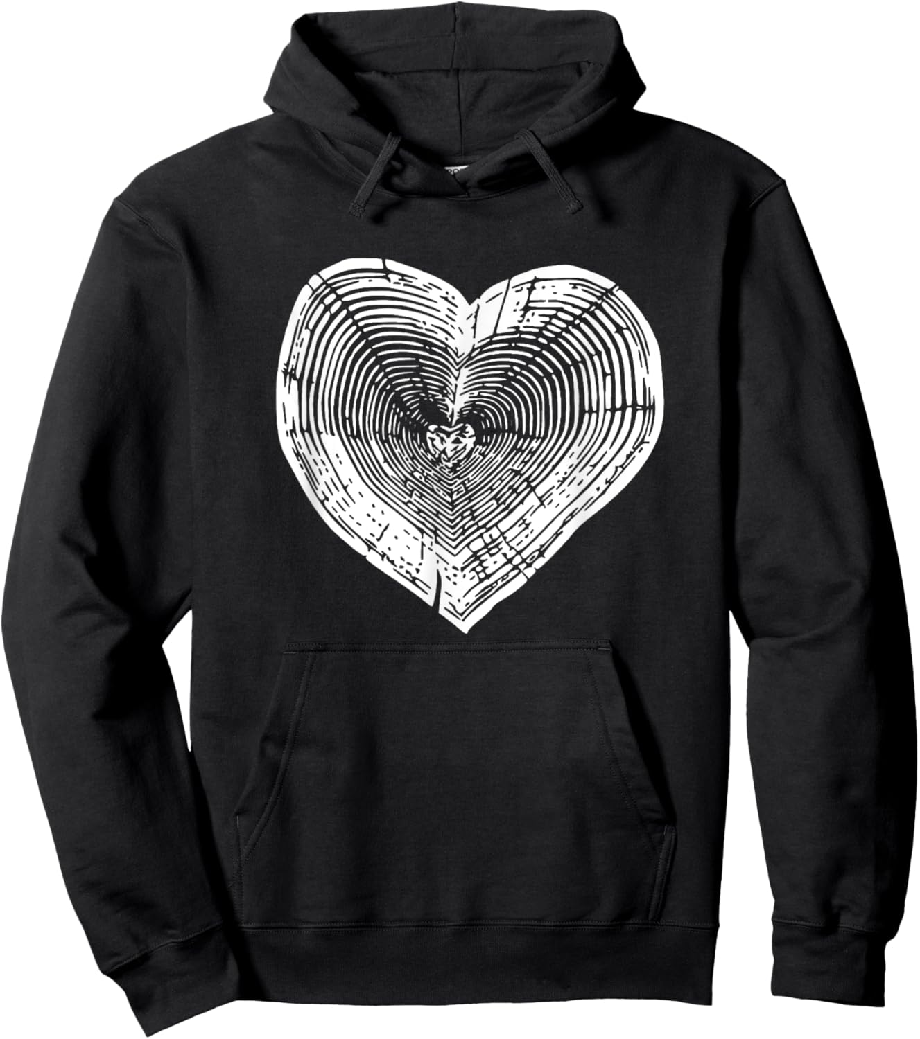Outdoor Nature Lover Tree Ring Heart Earth Day Hoodie - Hoodie | Black