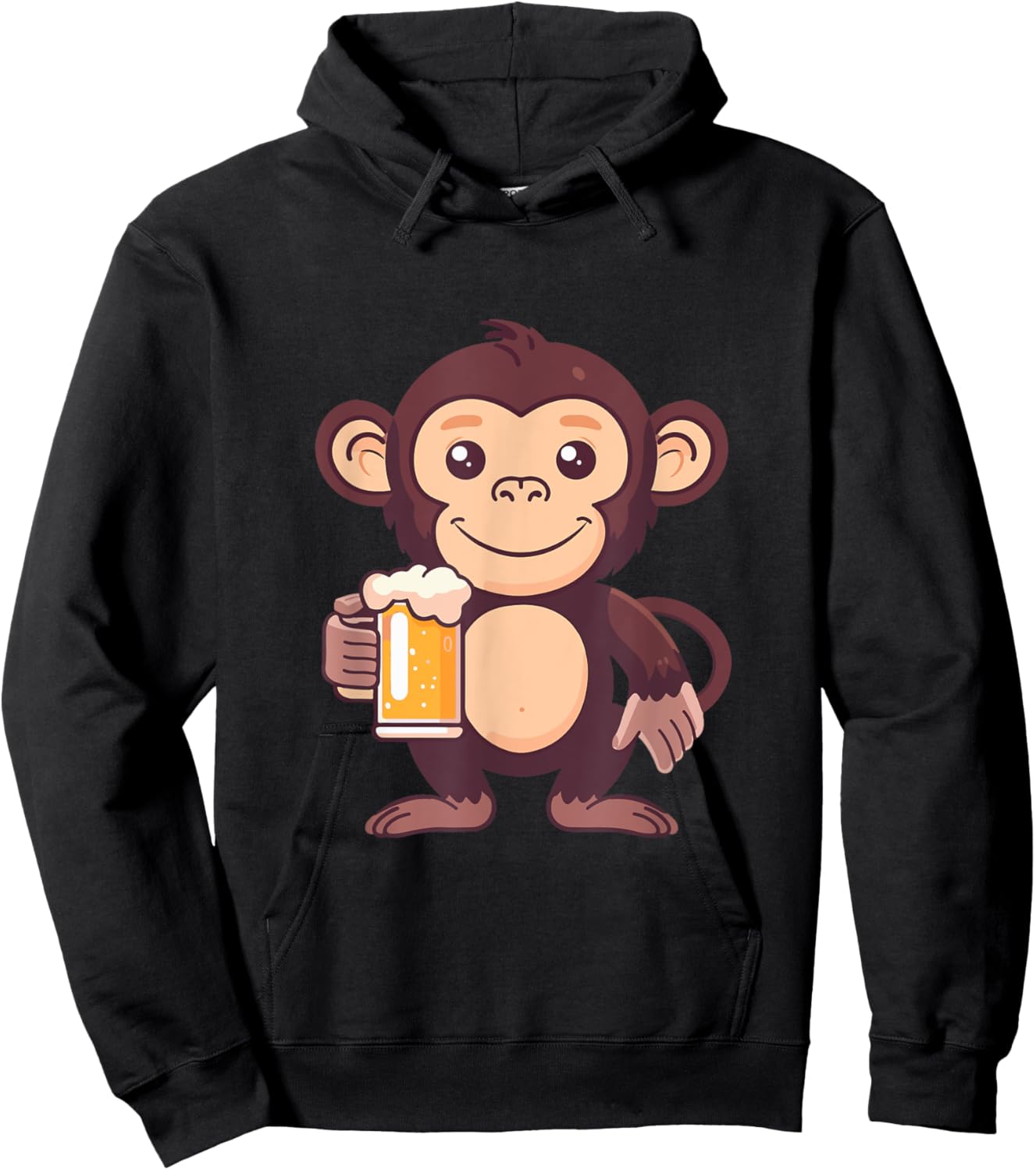Monkey With Beer | Funny Drinking Party Hoodie - Hoodie | Black