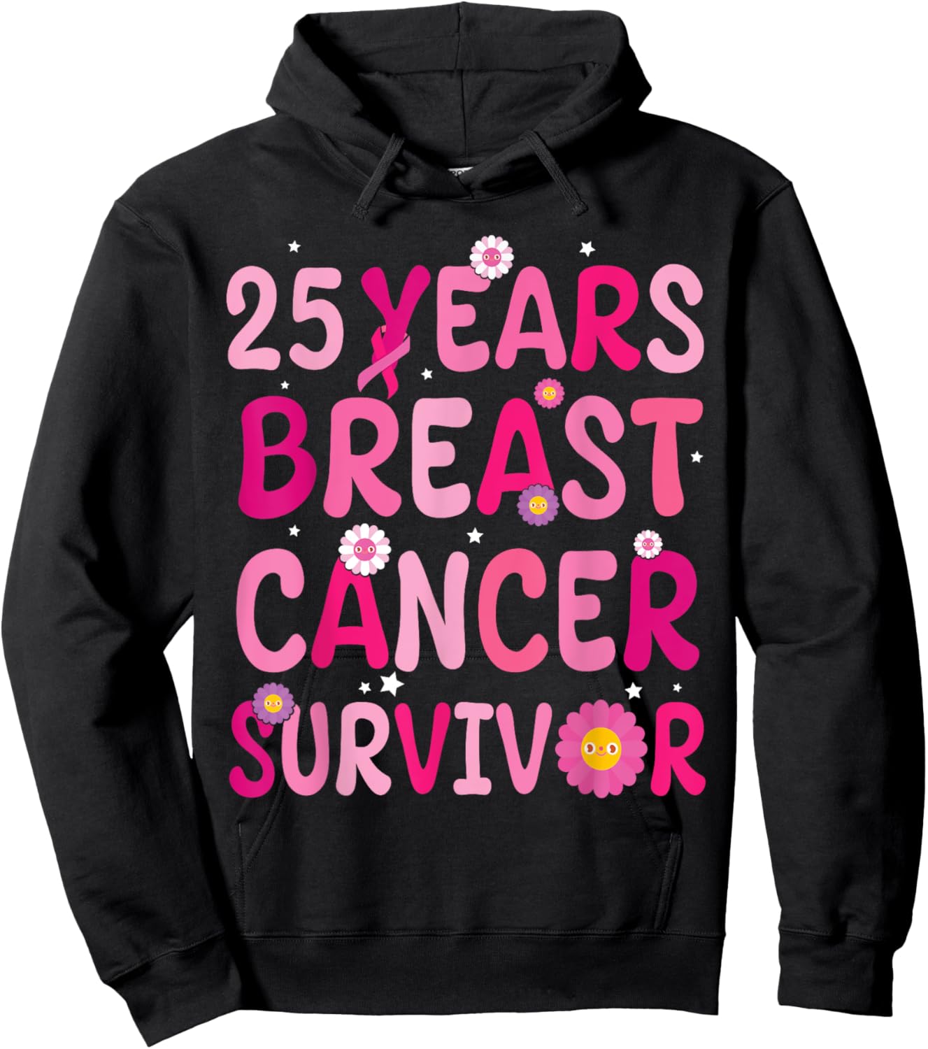 Pink Sunflower Warrior Fight 25 Years Breast Cancer Survivor Hoodie - Hoodie | Black