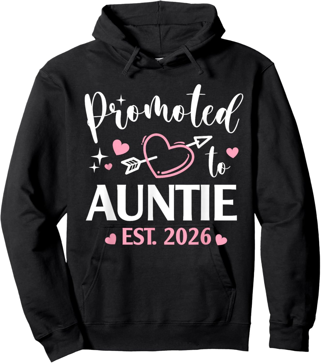 Promoted to Auntie Est 2026 Arrow Heart Love Hoodie - Hoodie | Black