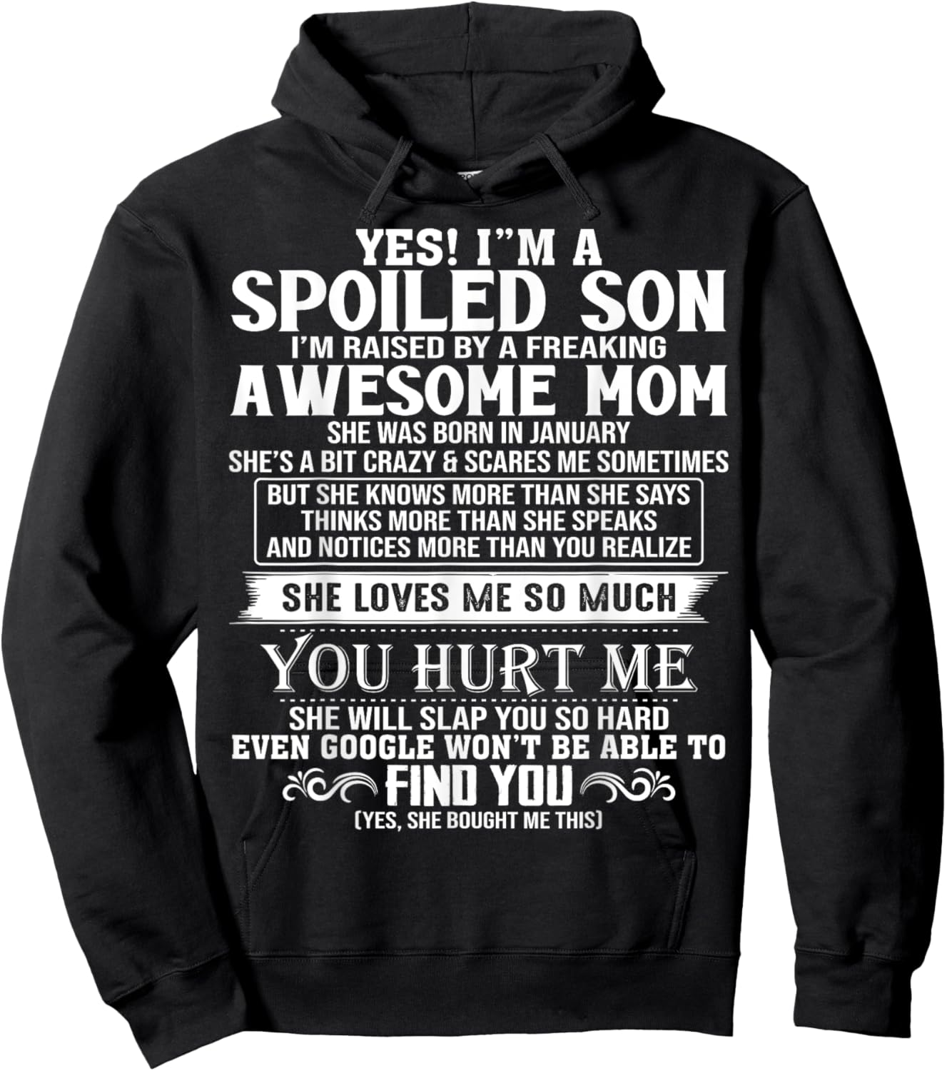 Spoiled Son I'm Raised By A Freaking Awesome Mom JANUARY Hoodie - Hoodie | Black