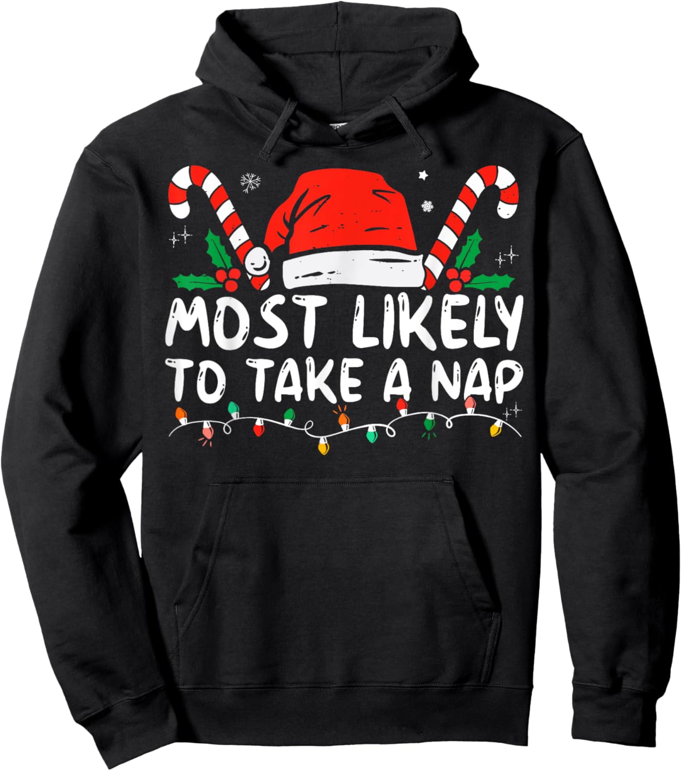 Most Likely To Take A Nap Family Matching Christmas Funny Hoodie - Hoodie | Black