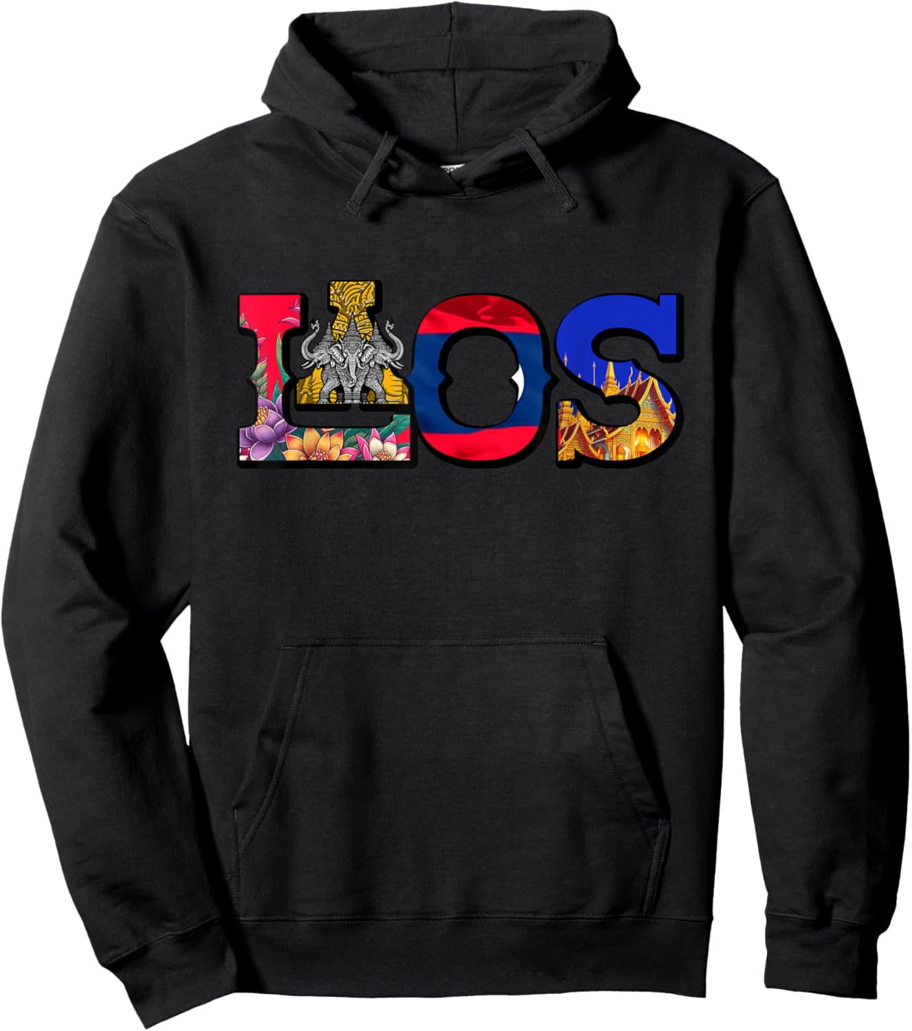 Laos Proud Lao Life Laotian Map Flowers Hoodie - Hoodie | Black