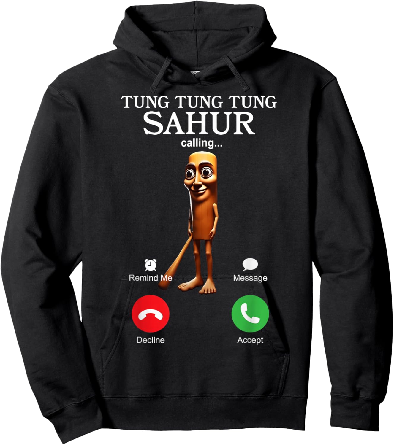 Tung Tung Tung Sahur nennt Funny Italian Brainrot albern Hoodie - Hoodie | Black
