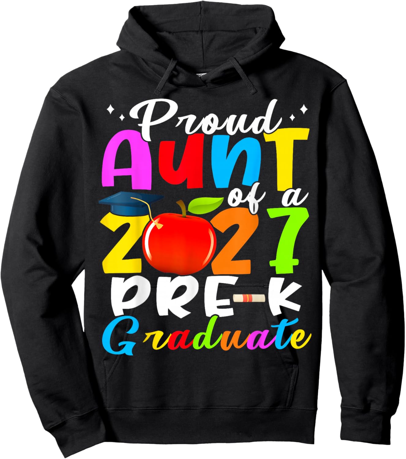 Proud Aunt of 2027 Pre-K Graduate Mothers Day Graduation Hoodie - Hoodie | Black