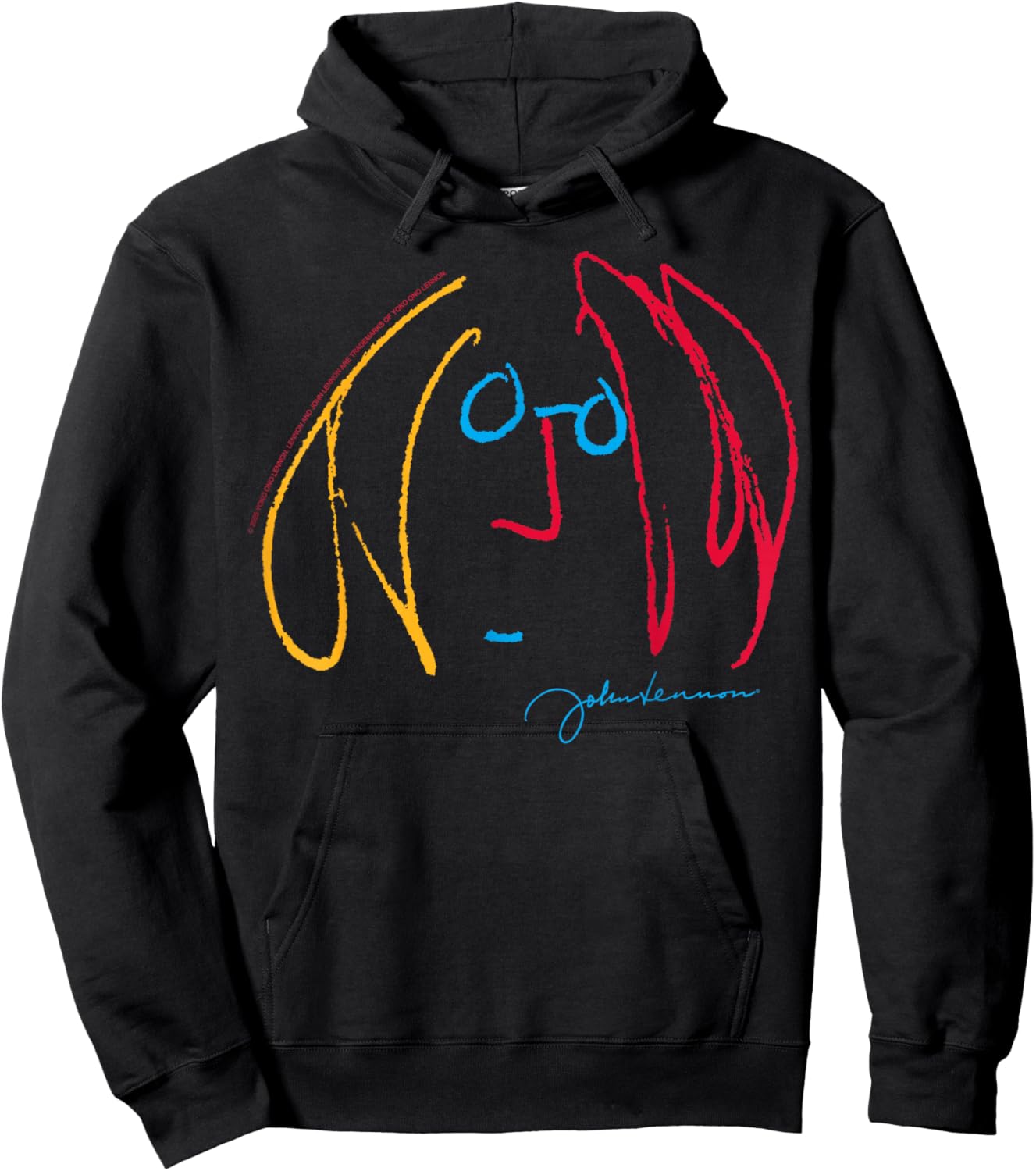 Colourful Line Art Design by John Lennon Hoodie - Hoodie | Black