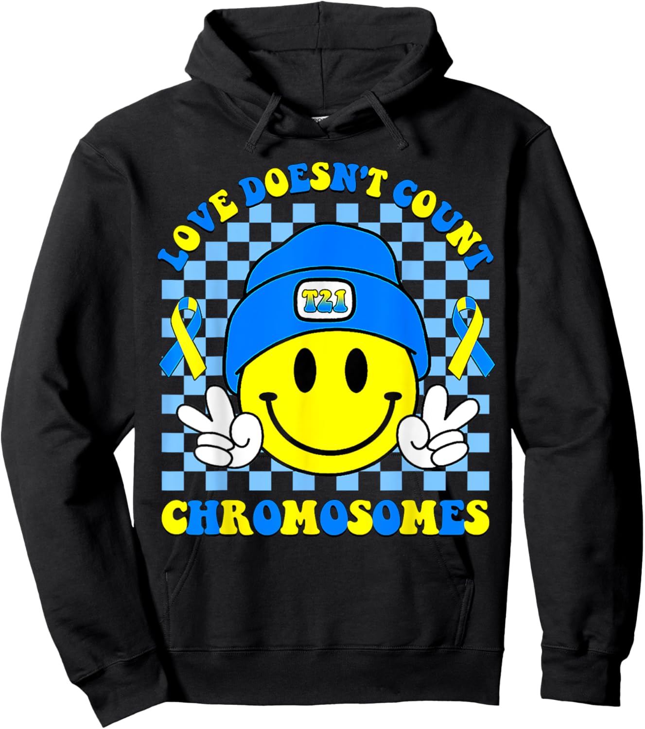 Love Doesn't Count Chromosomes Down Syndrome Awareness Hoodie - Hoodie | Black