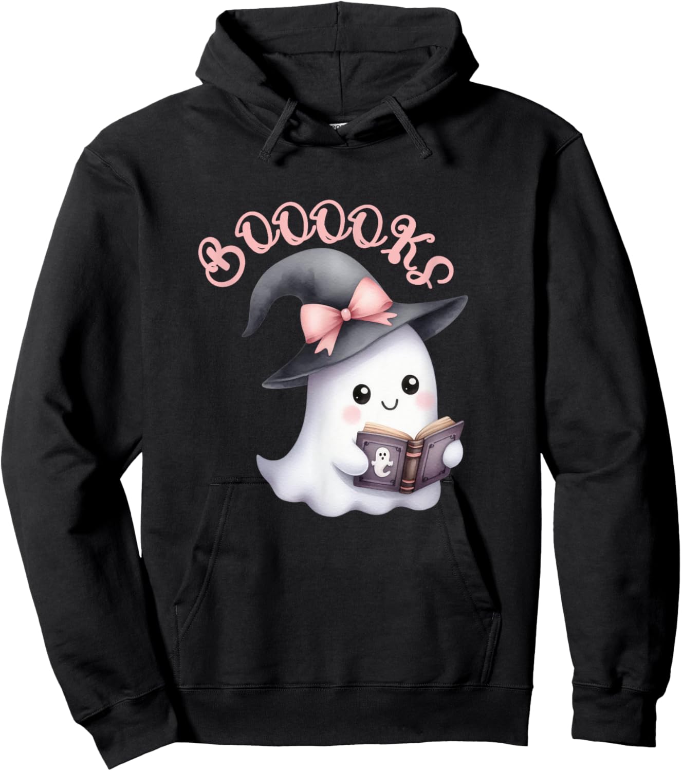 Boo Ghost Books Coquette Bow Halloween Women School Teacher Hoodie - Hoodie | Black