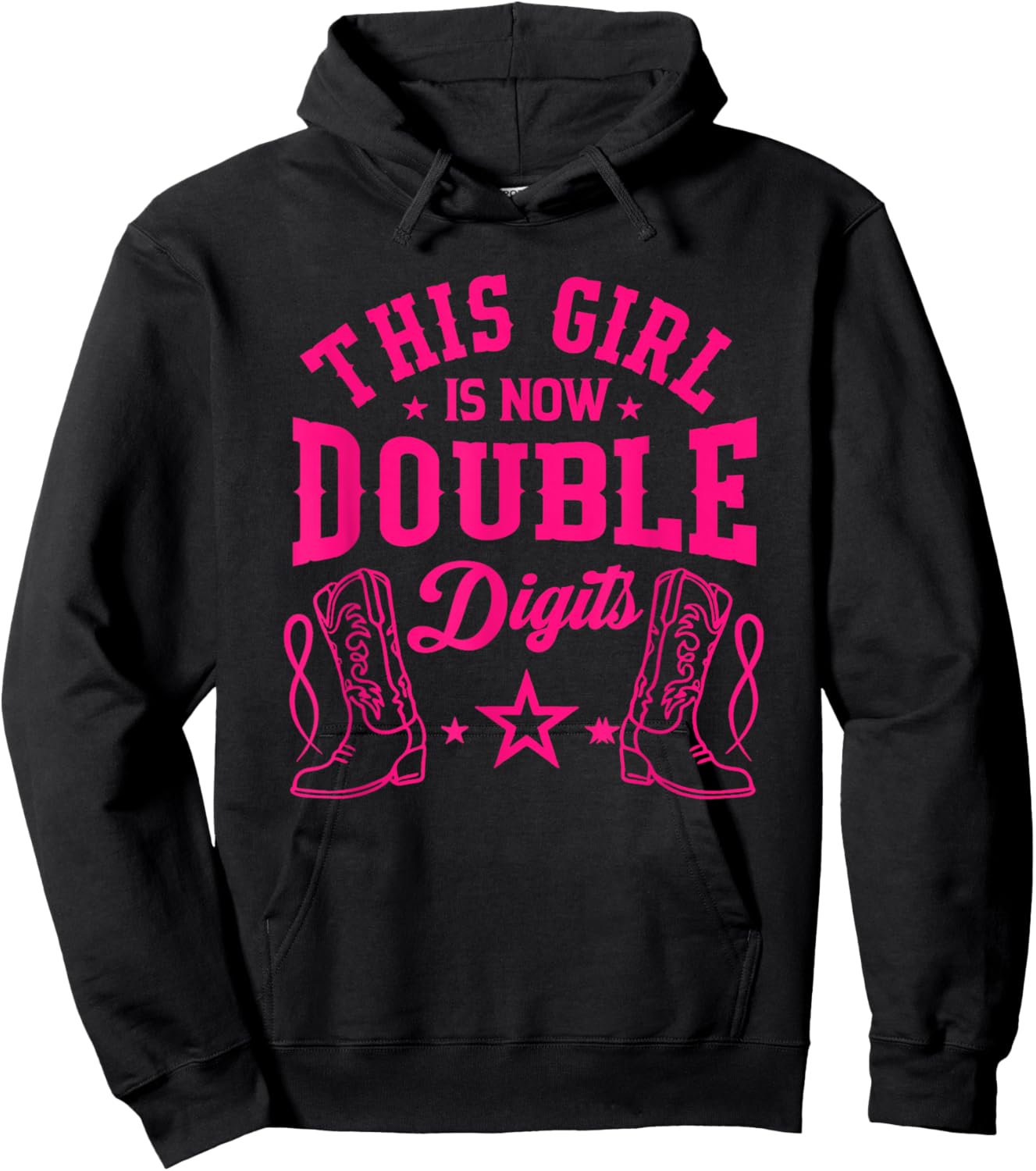 Double Digits Western 10th Birthday Cowgirl 10 Yrs Old Hoodie - Hoodie | Black