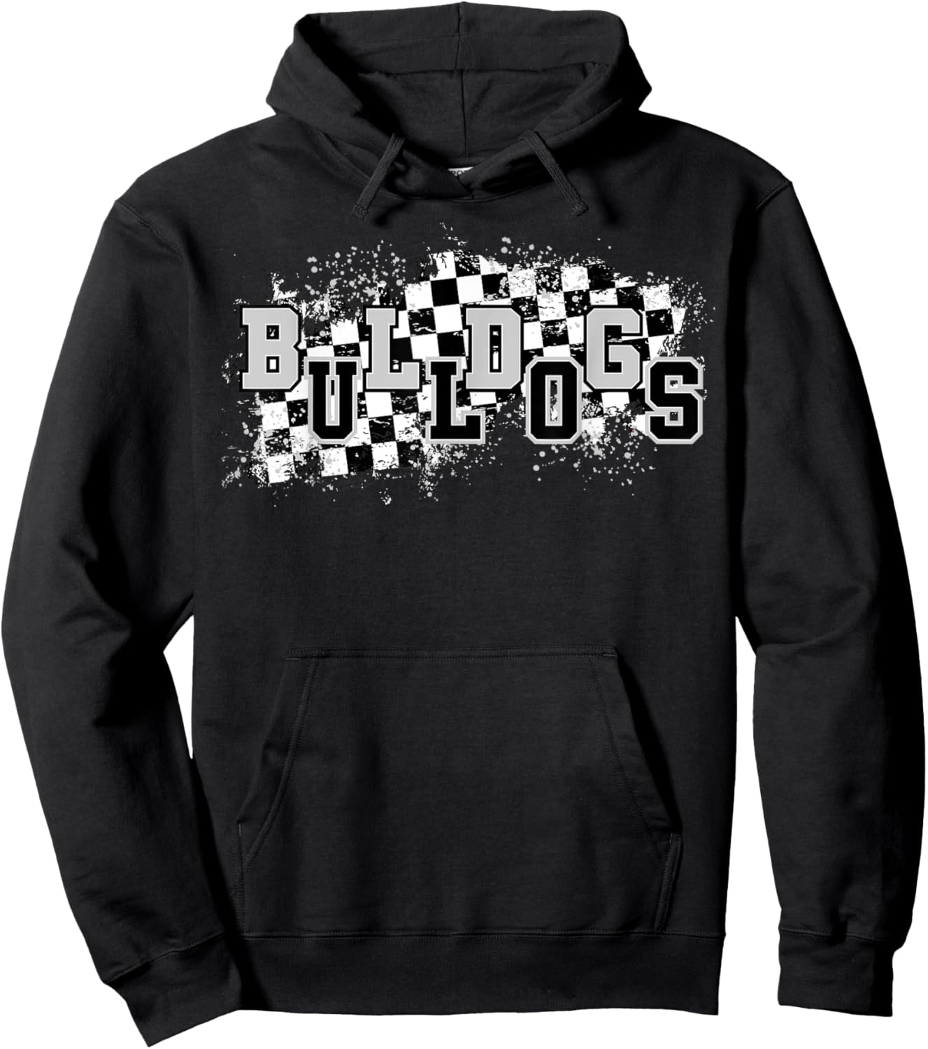 Bulldogs School Spirit Bulldog Pride Checkered Teacher Hoodie - Hoodie | Black
