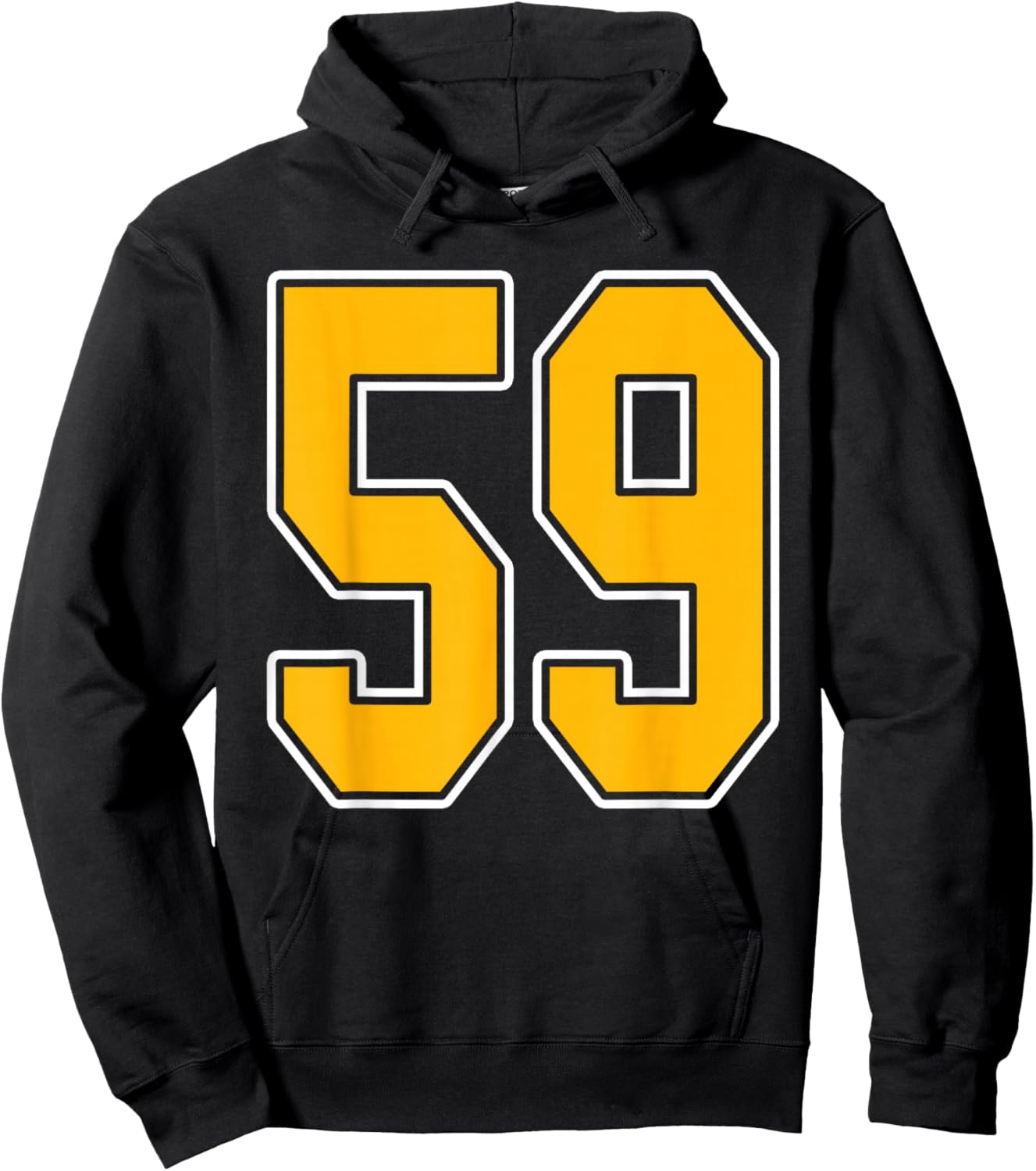 Gold and White Sports Number 59 Jersey Uniform Player Hoodie - Hoodie | Black