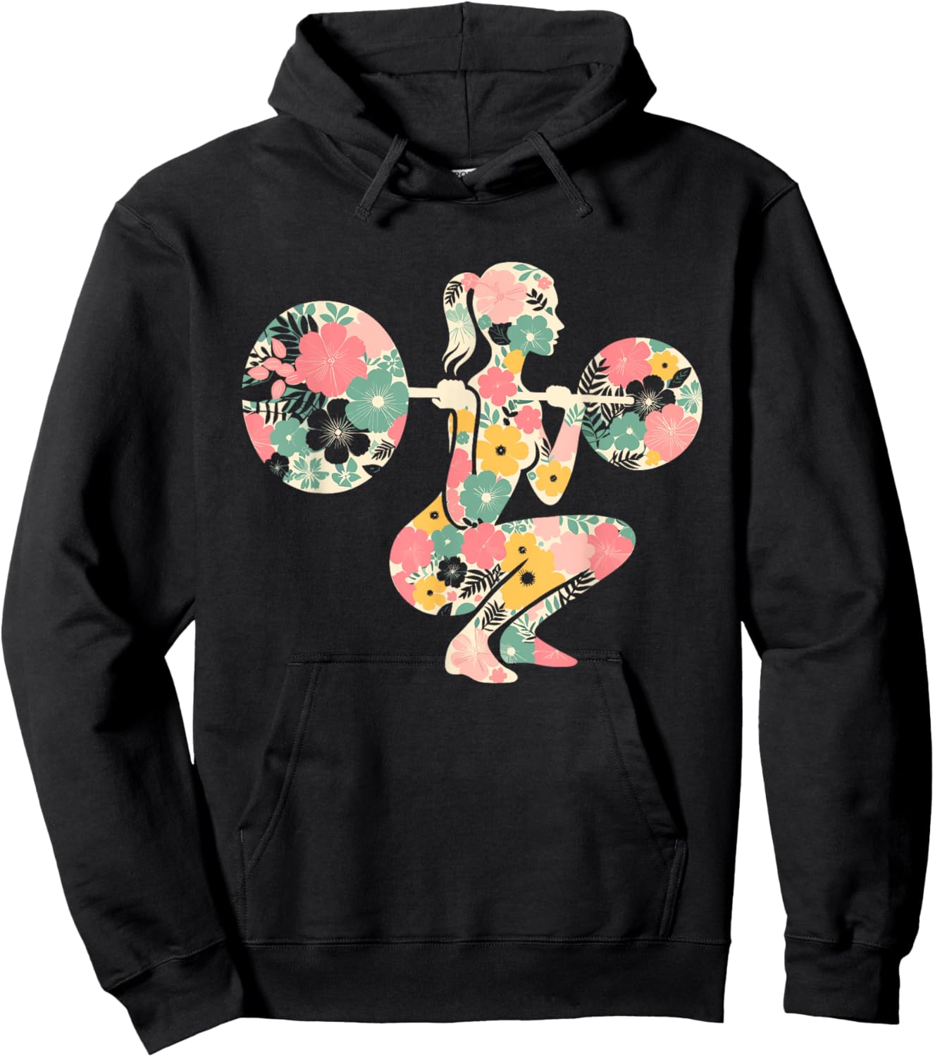 Floral FLower Weightlifting Workout Gym Fitness Mothers Day Hoodie - Hoodie | Black