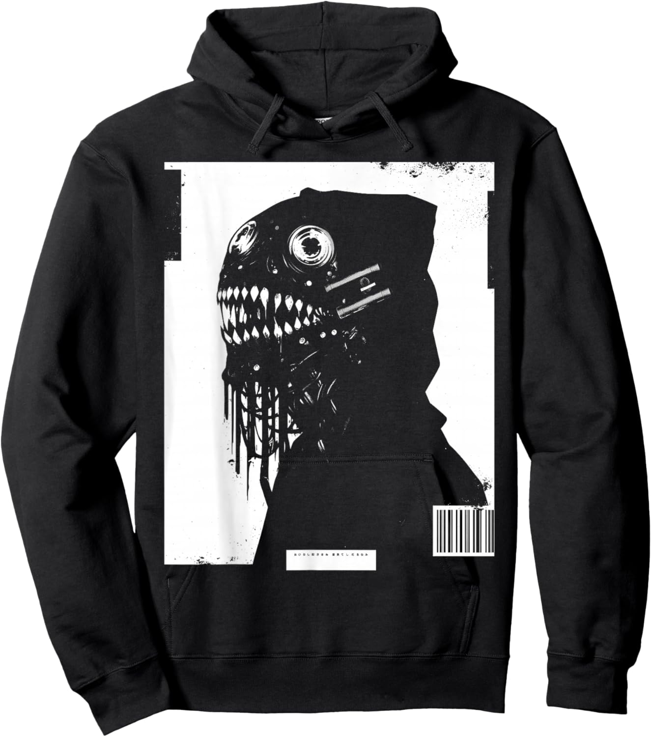 Horror Techwear Ghoul Futuristic Grunge Cybergoth Gothic Hoodie - Hoodie | Black