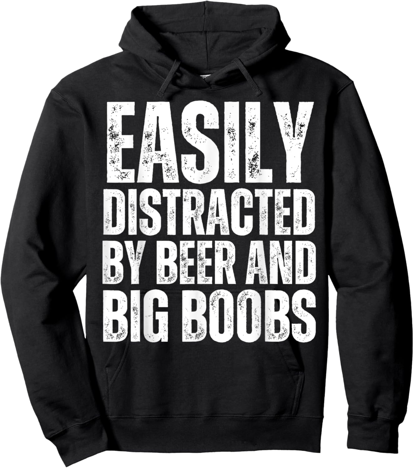 Easily Distracted by Beer and Big Boobs Funny Sexual Adult Hoodie - Hoodie | Black