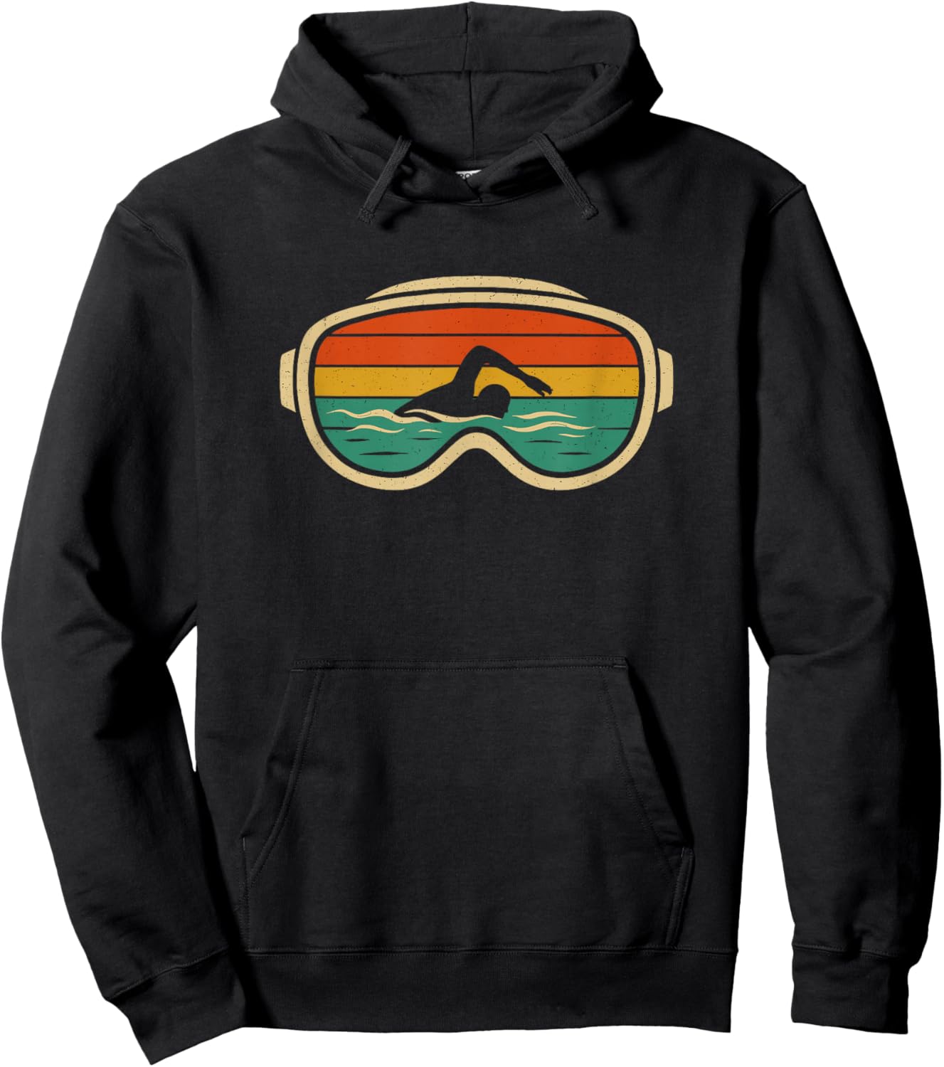 Retro Swim Goggles Swimmer Vintage Men Women Kids Hoodie - Hoodie | Black