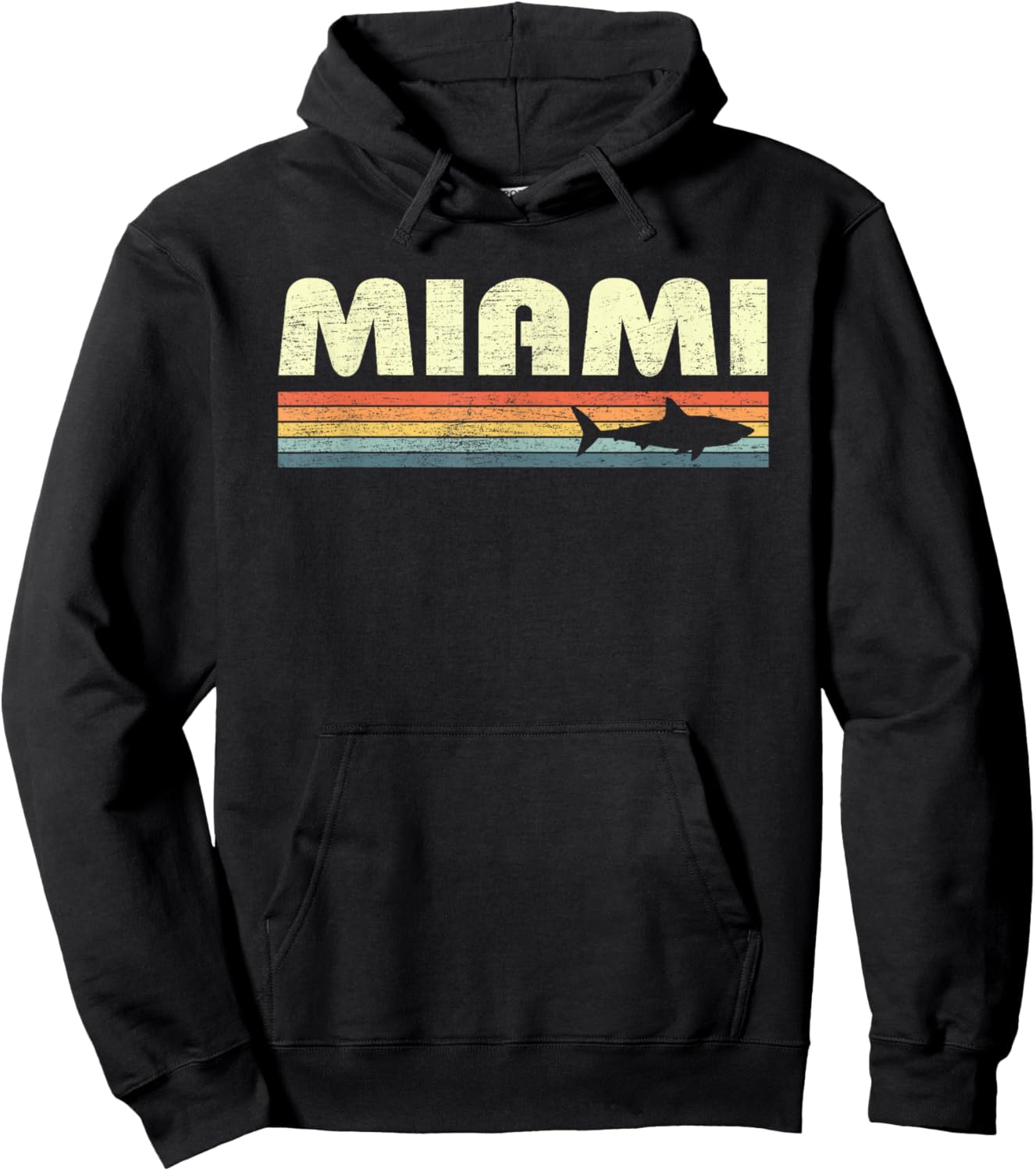 Miami Florida Vintage Shark Souvenir Hoodie - Hoodie | Black