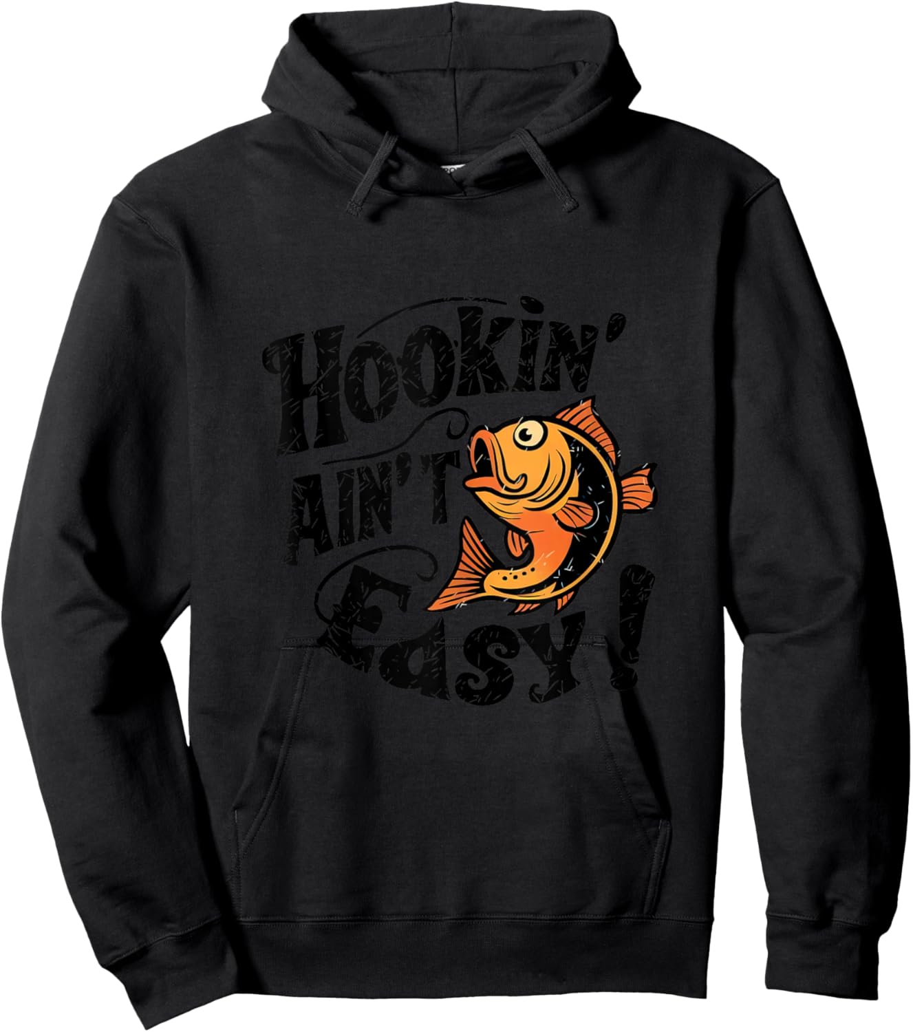 Hookin Aint Easy Fisherman Fishing Hoodie - Hoodie | Black