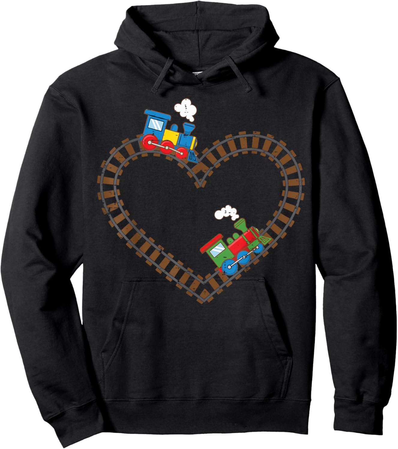 Valentine's Day Trains Heart Shape Toddler Boys Kids Hoodie - Hoodie | Black