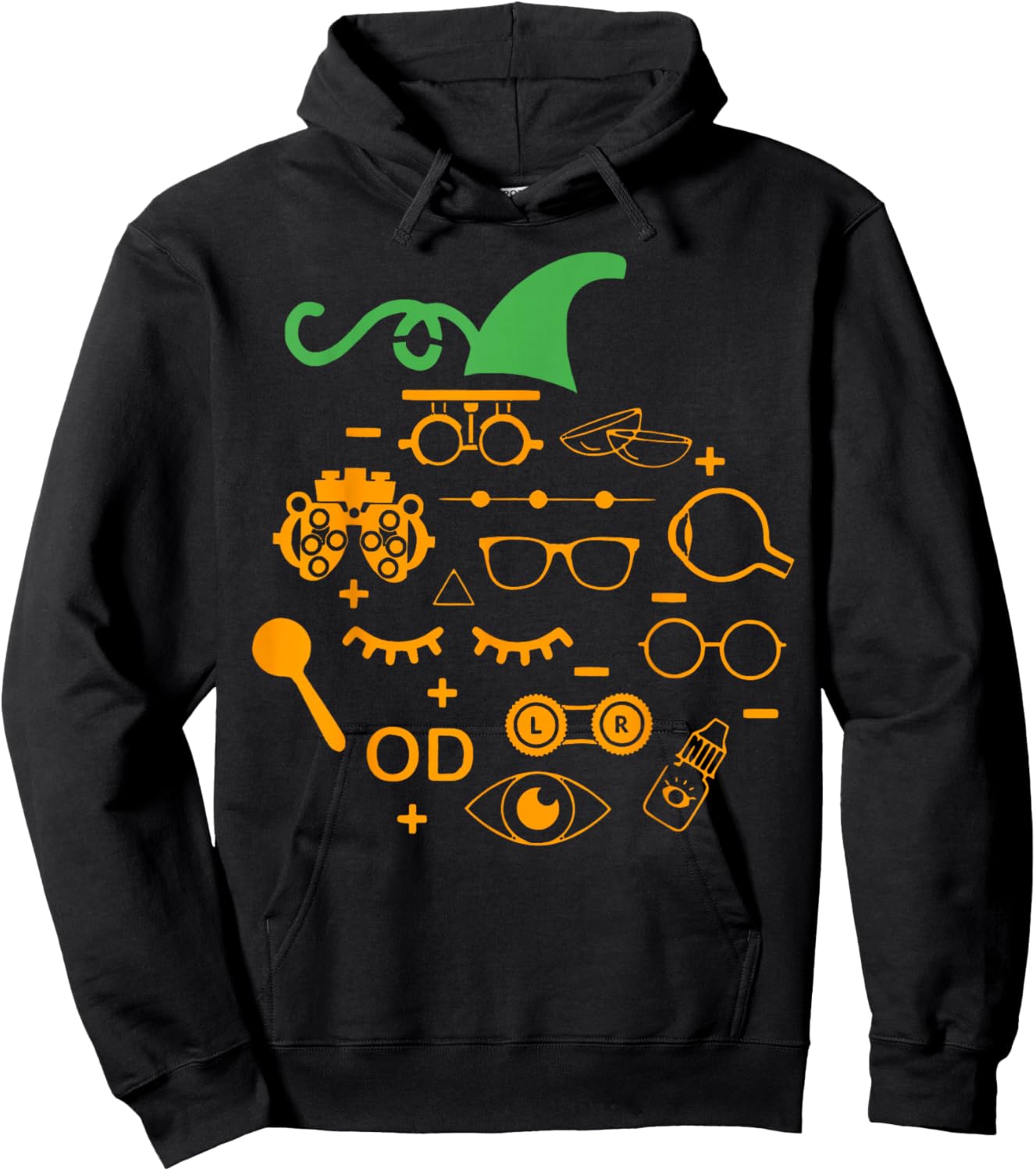 Optometry Symbols Pumpkin Shape Autumn Halloween Optometrist Hoodie - Hoodie | Black