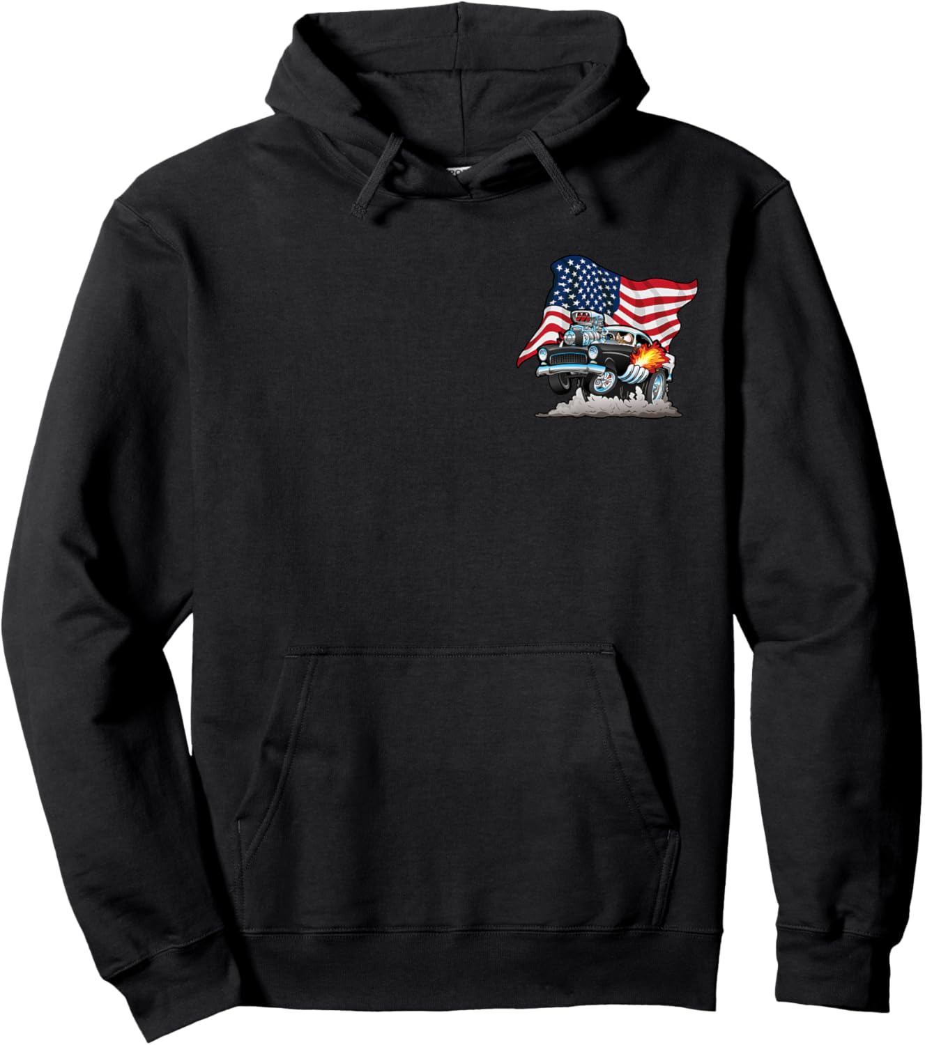 Car Crazy! Muscle Cars Classic Cars Hotrods Cartoon Hoodie - Hoodie | Black