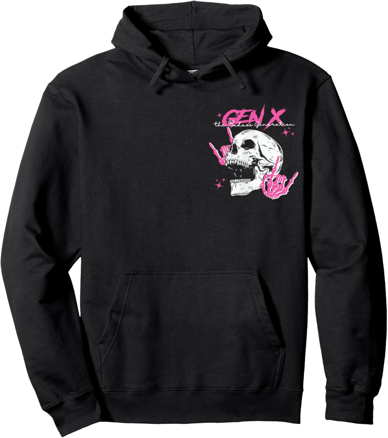 Retro Gen X The Badass-Generation Skeleton Xennial 2 Sided Hoodie - Hoodie | Black