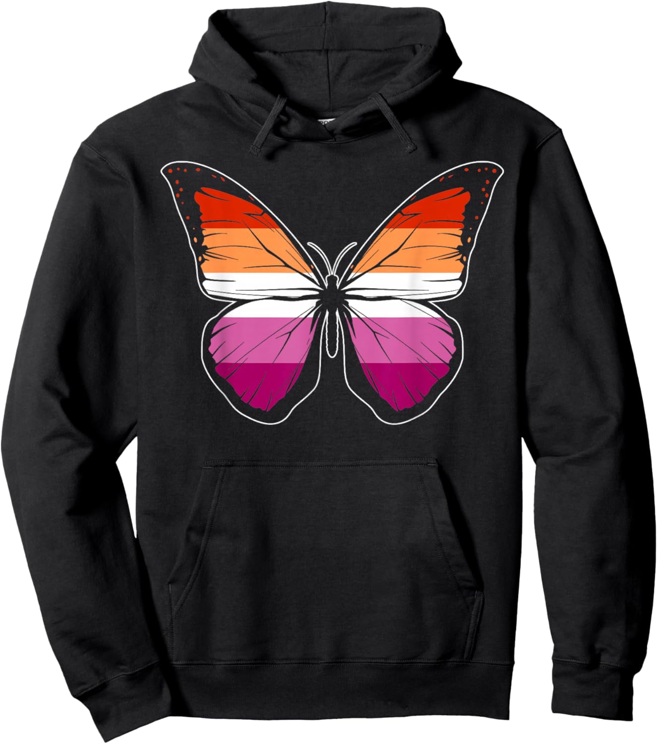 Lesbian Pride Butterfly Elegant and Colorful Symbol Hoodie - Hoodie | Black