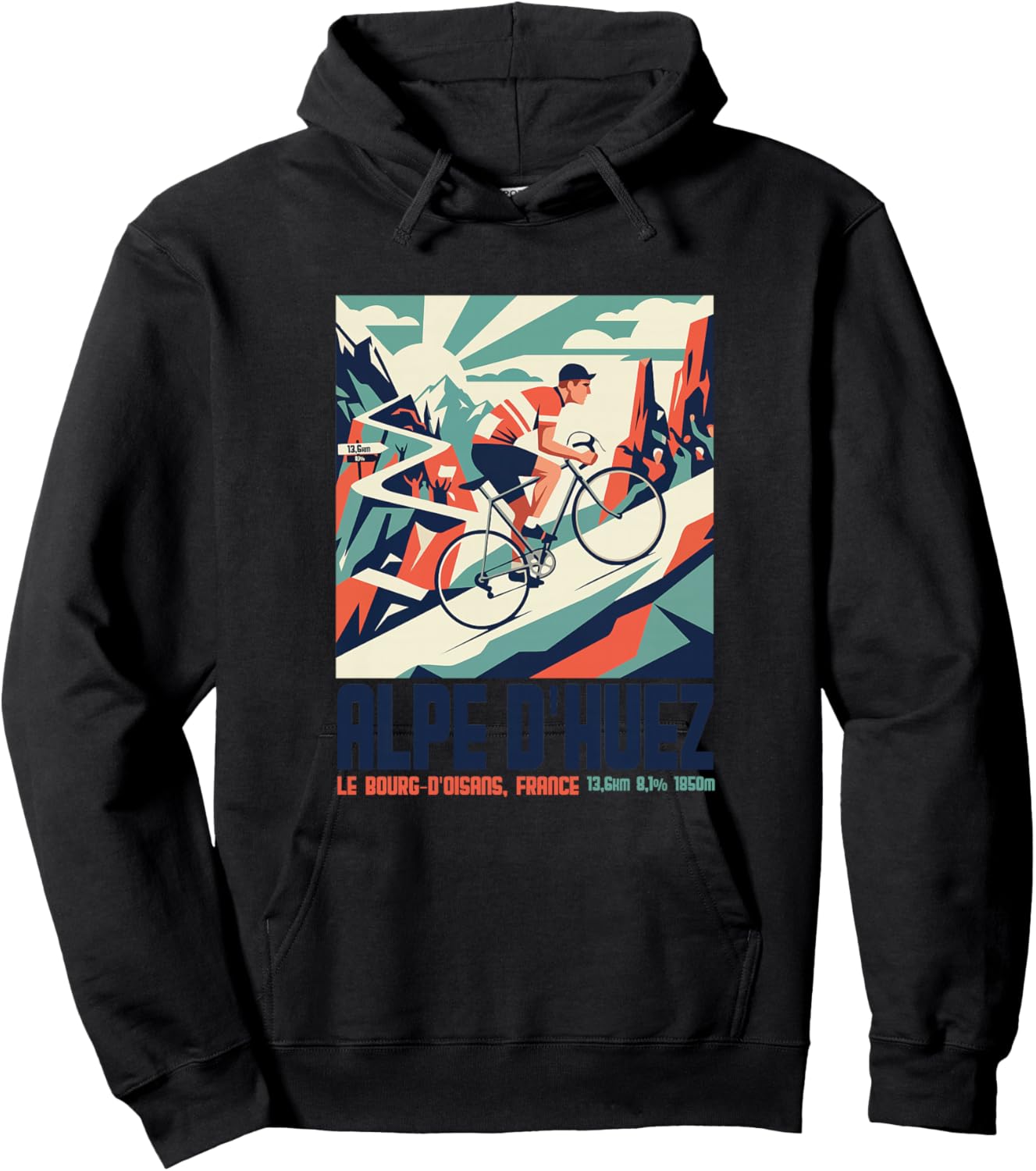 Alpe d'Huez Französische Alpen Frankreich Rennrad Premium Hoodie - Hoodie | Black