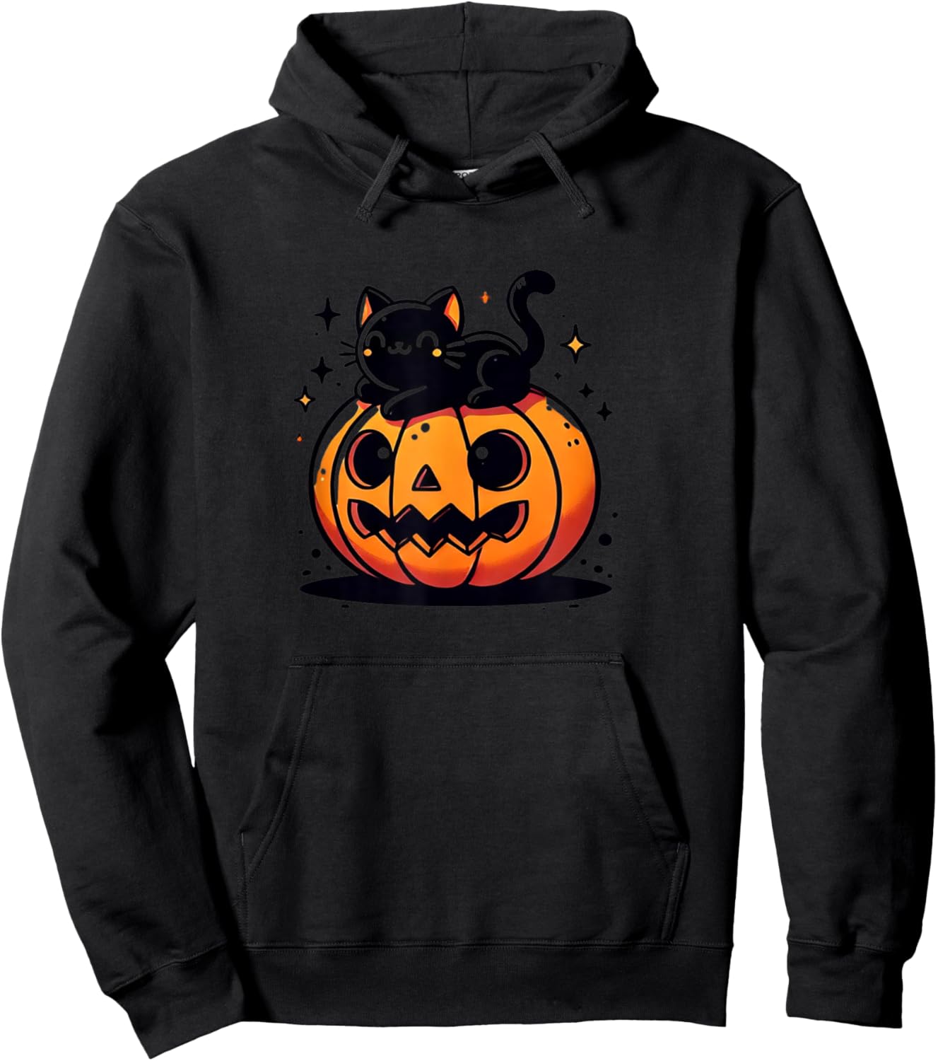 Kawaii Anime Halloween Cat Pumpkin Kids Hoodie - Hoodie | Black