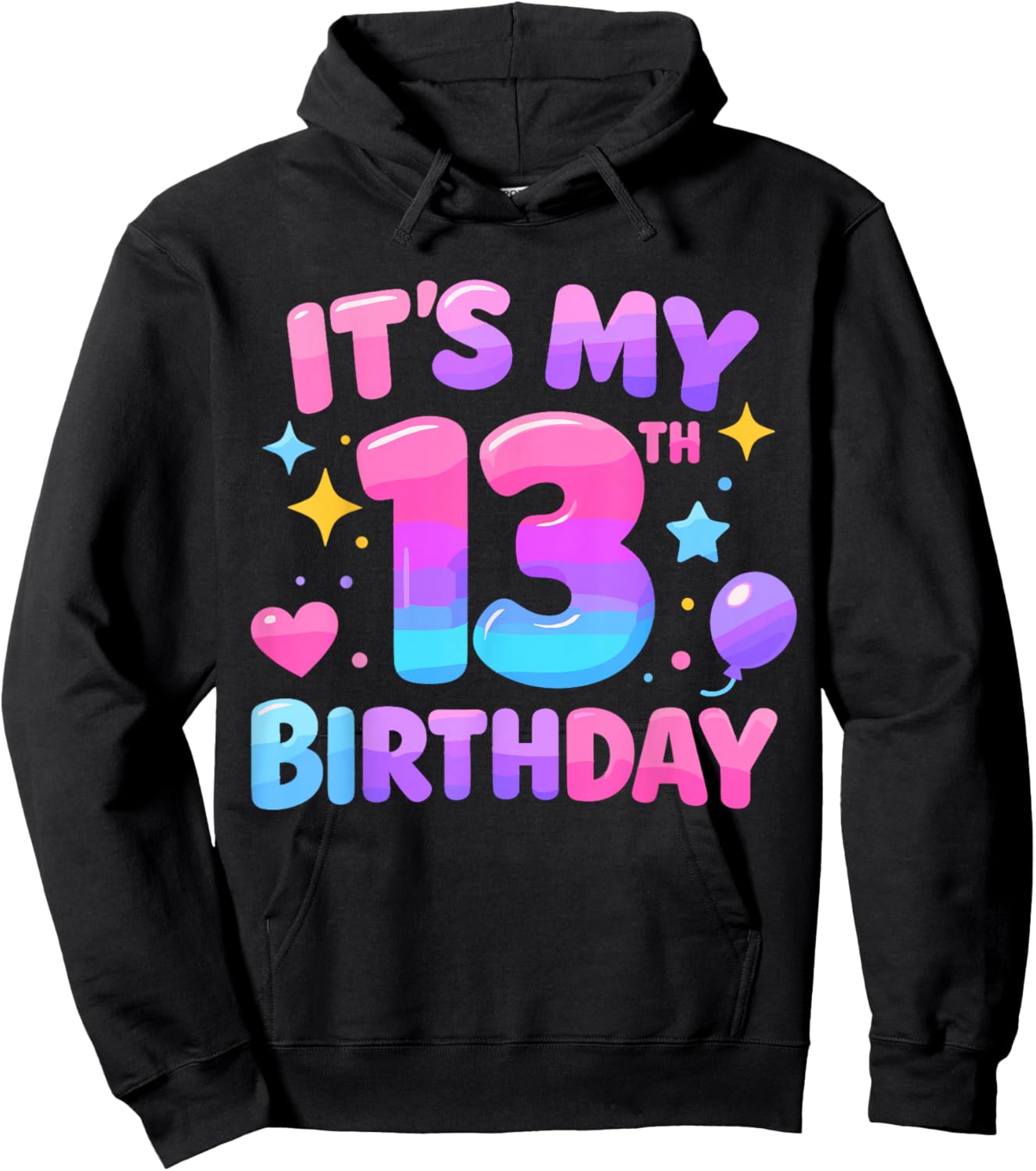 13th Birthday Girls Therteen Year Old Official Teenager Bday Hoodie - Hoodie | Black