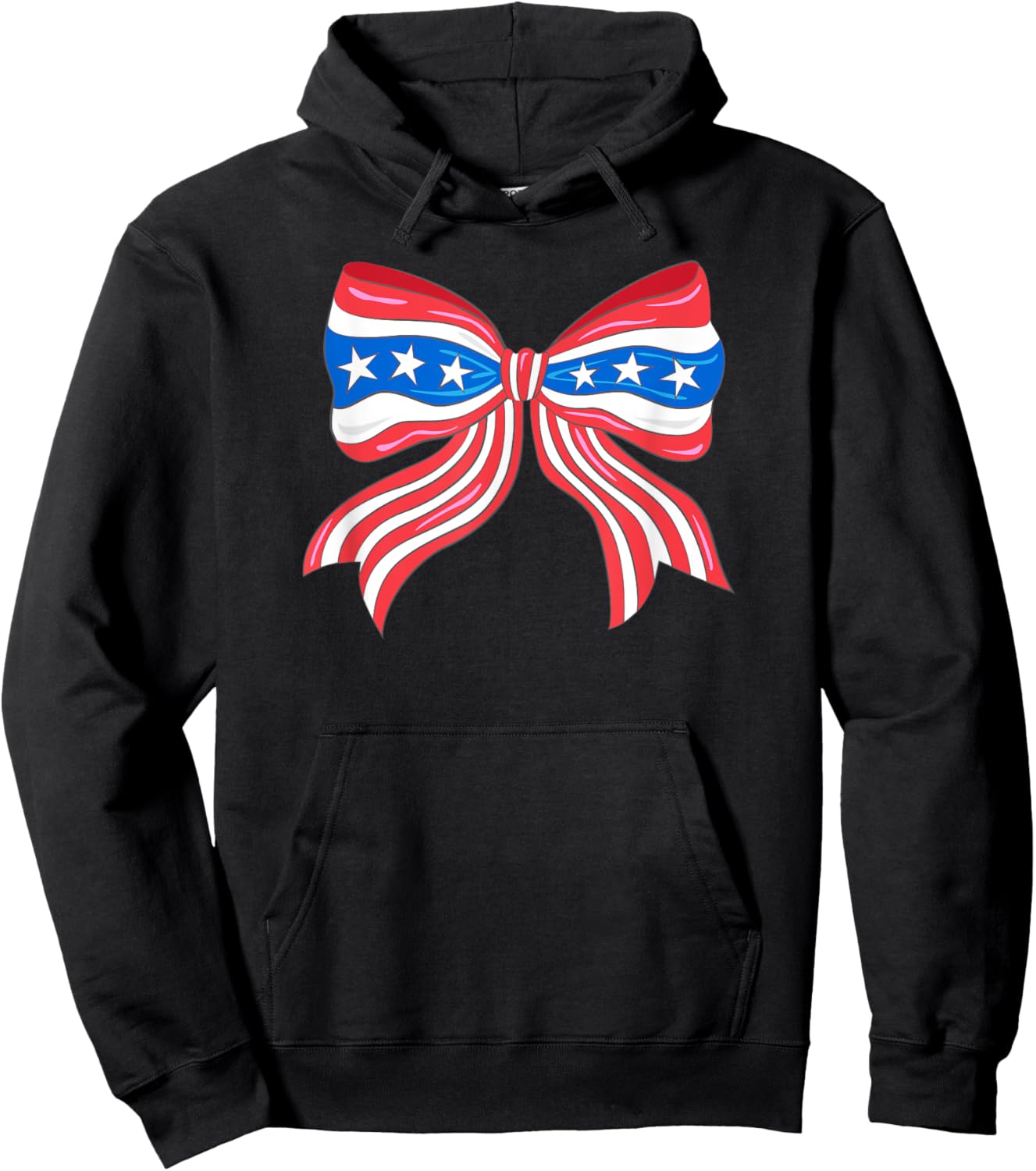 Preppy Patriotic Bow USA Flag Hoodie - Hoodie | Black