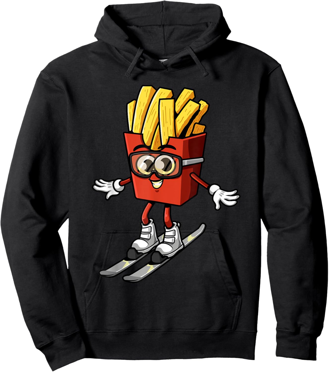 Funny French Fry Ski Potato Fries Skiing Instructor Outfit Hoodie - Hoodie | Black