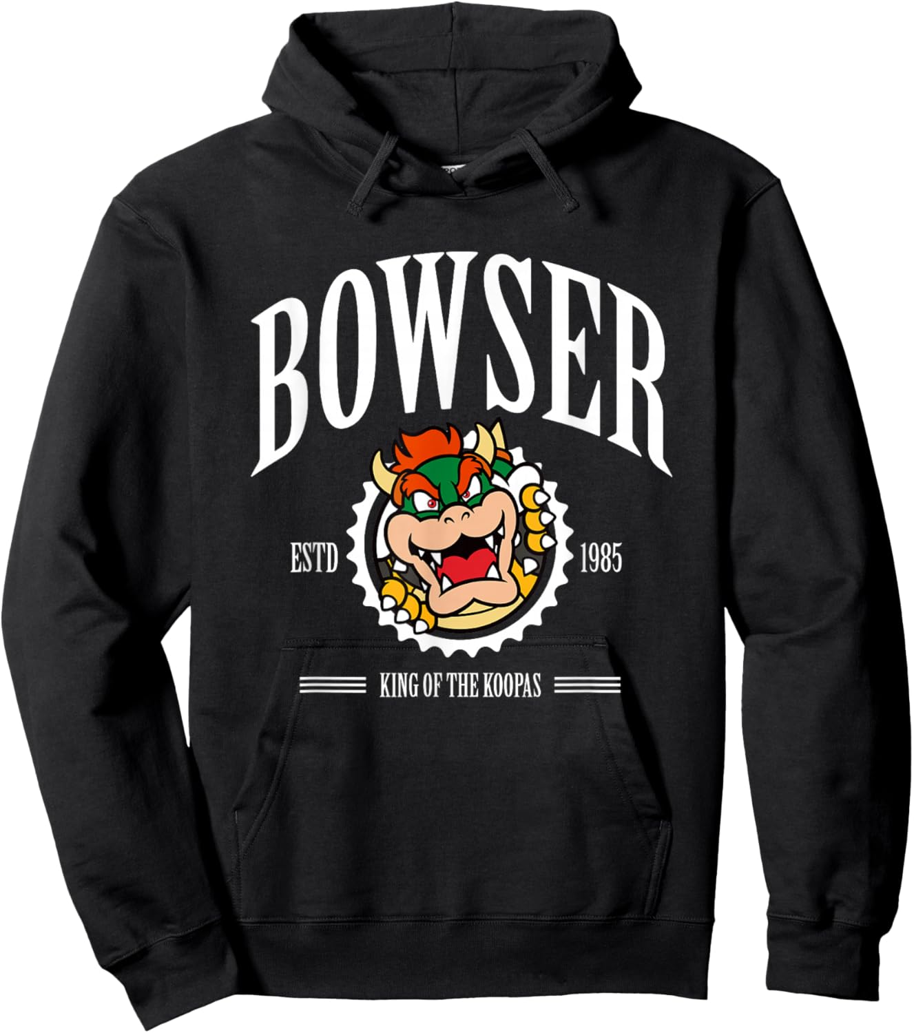 Super Mario Bros Bowser Est 1985 King Koopa Collegiate Hoodie - Hoodie | Black