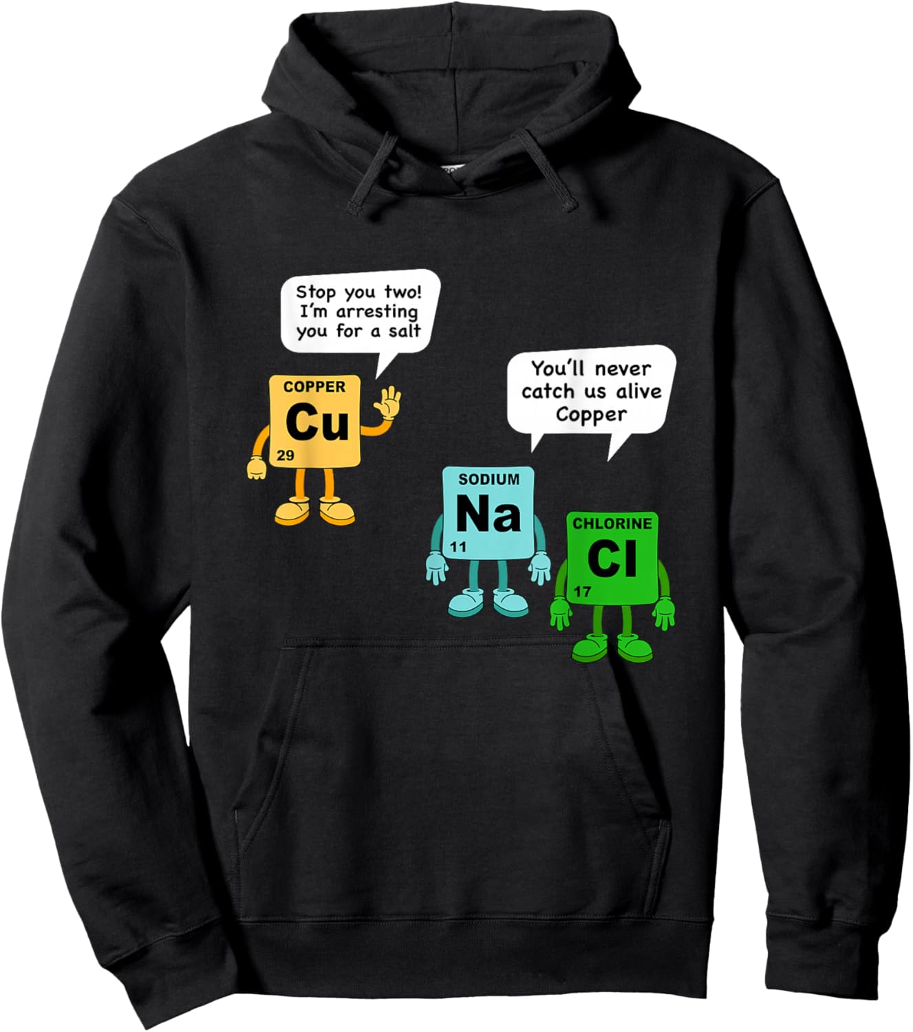 Salt and Copper Periodic Table of Elements Chemistry Student Hoodie - Hoodie | Black