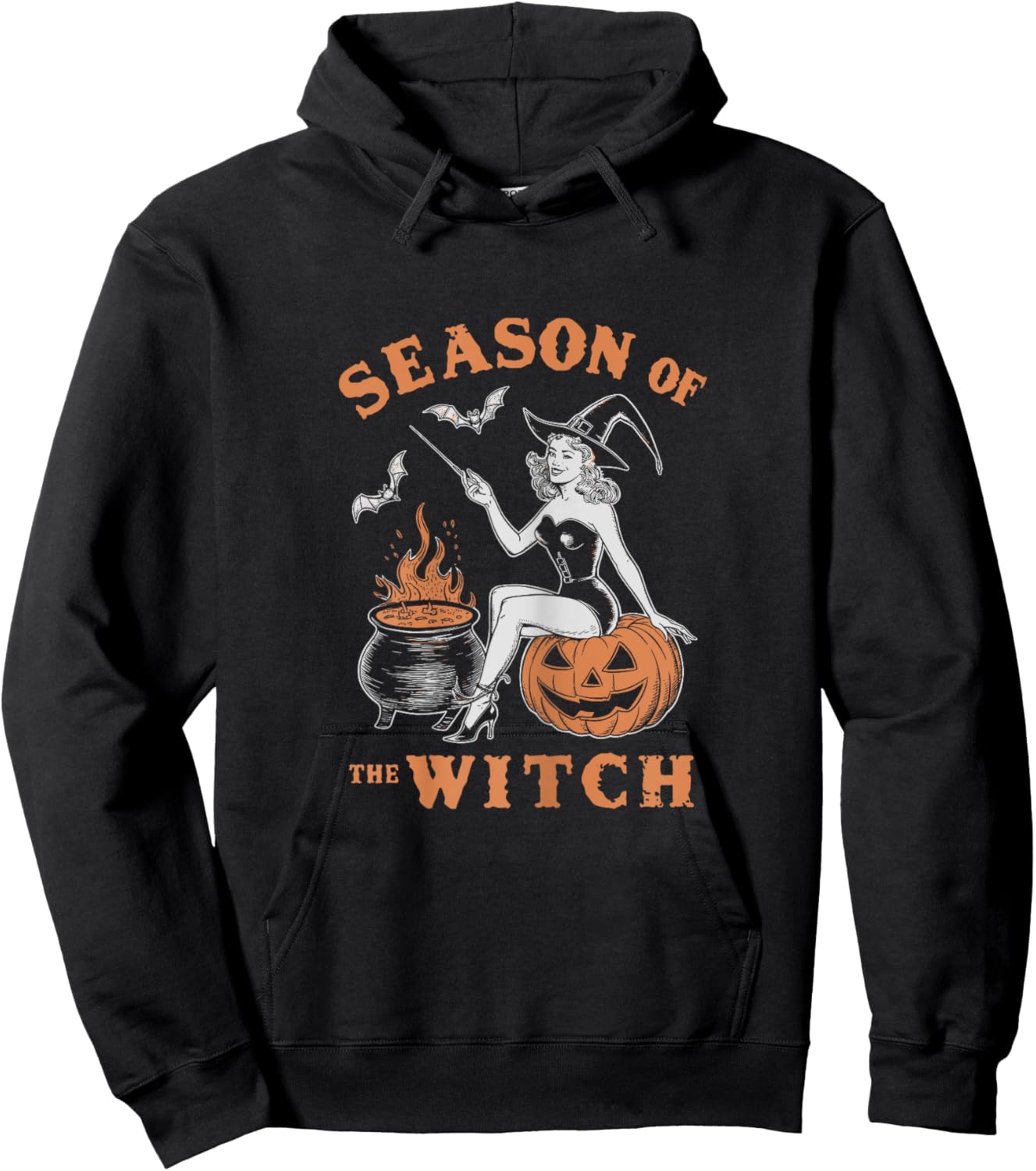 Season of the Witch Spooky Pumpkin Halloween Hoodie - Hoodie | Black