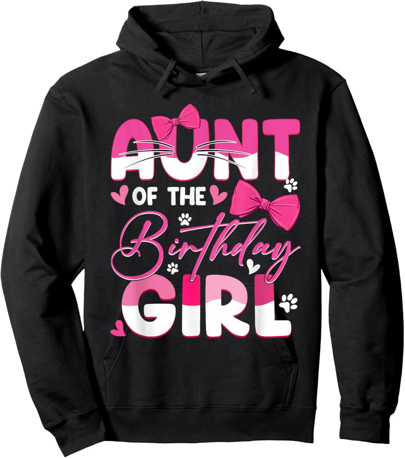 Aunt Of The Birthday Girl Cat Kitty Family Matching Hoodie - Hoodie | Black