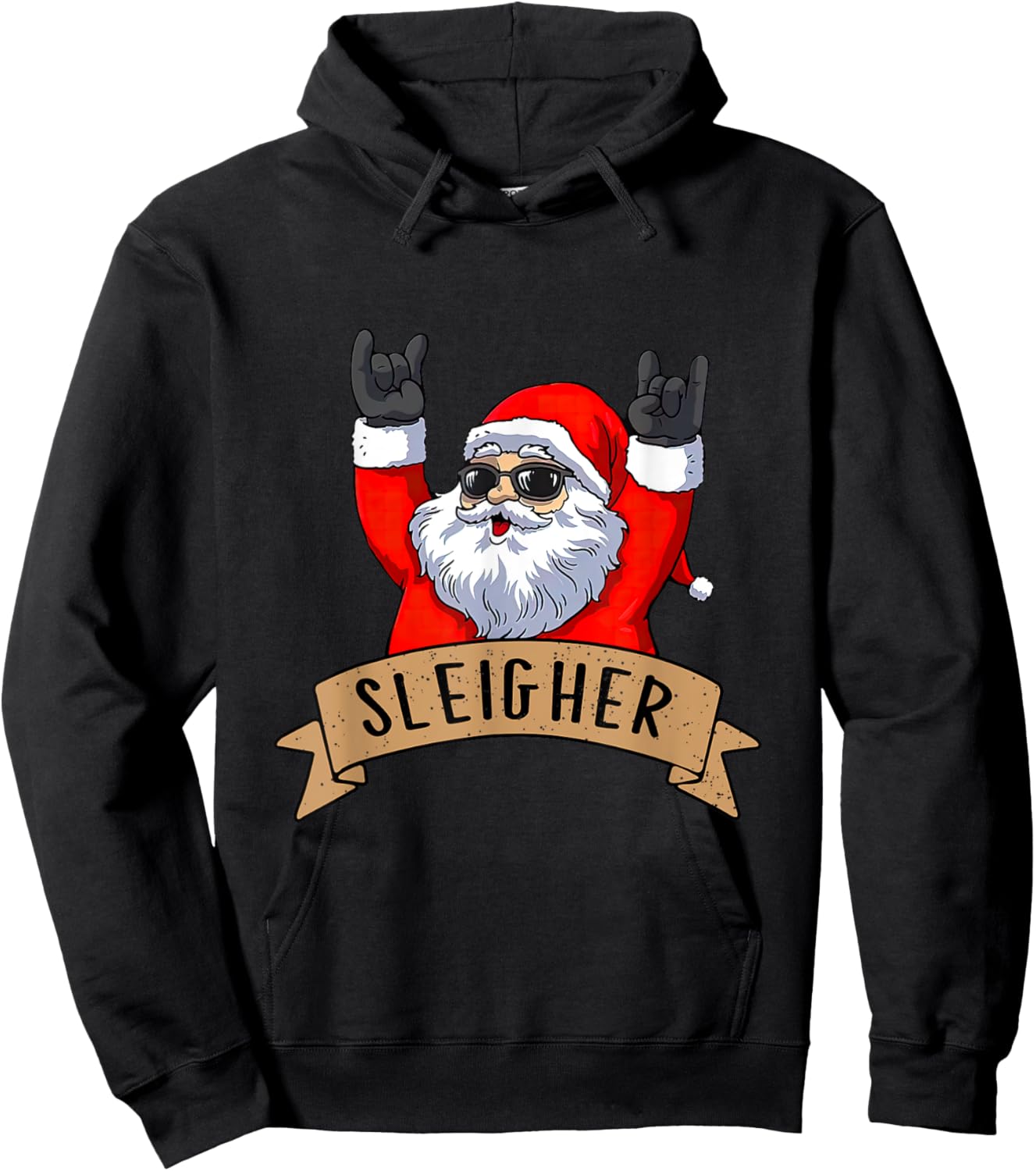 Funny Santa Rocker Christmas Rock Sleigher Men Women Kid Boy Hoodie - Hoodie | Black