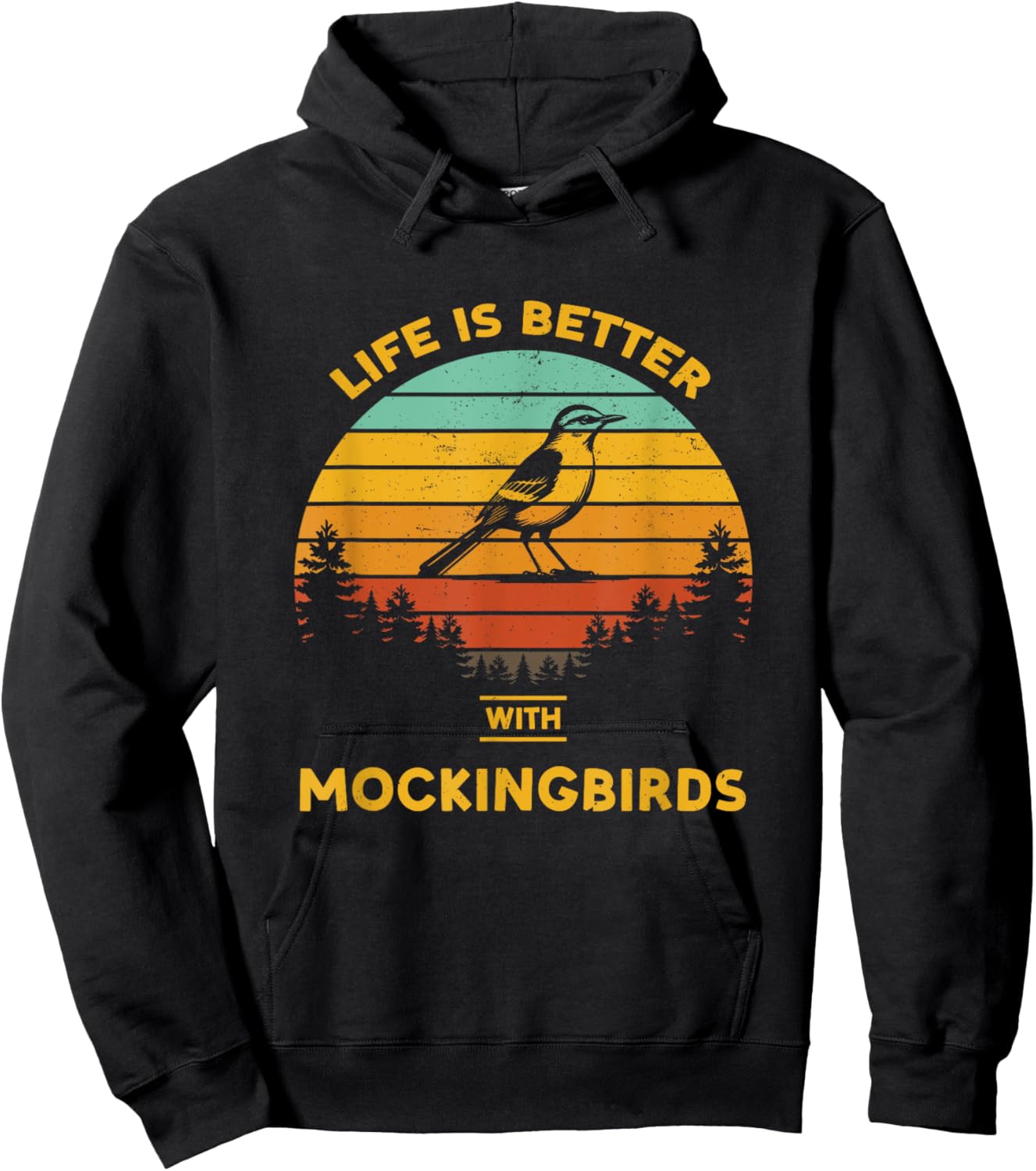 Life is Better with Mockingbird Retro Vintage Design Hoodie - Hoodie | Black