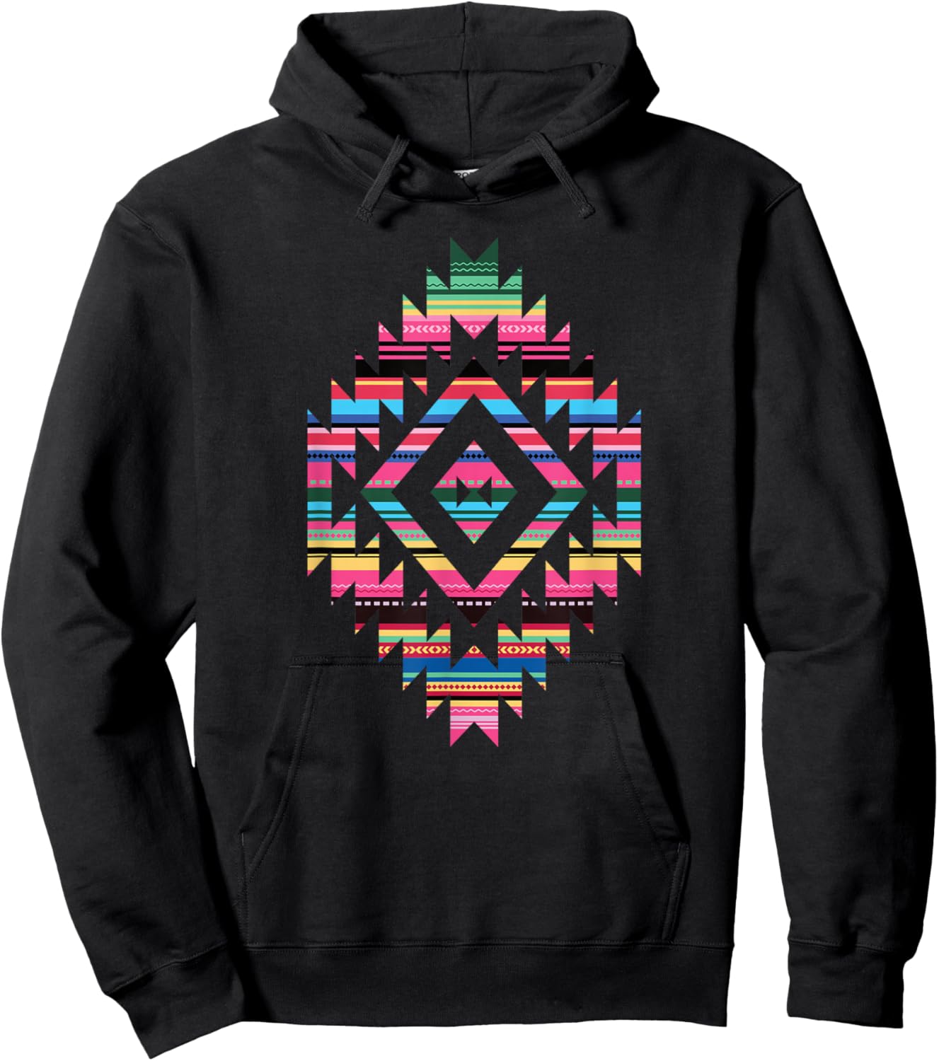 Southwest Aztec Mexican Serape Tribal Pattern Hoodie - Hoodie | Black