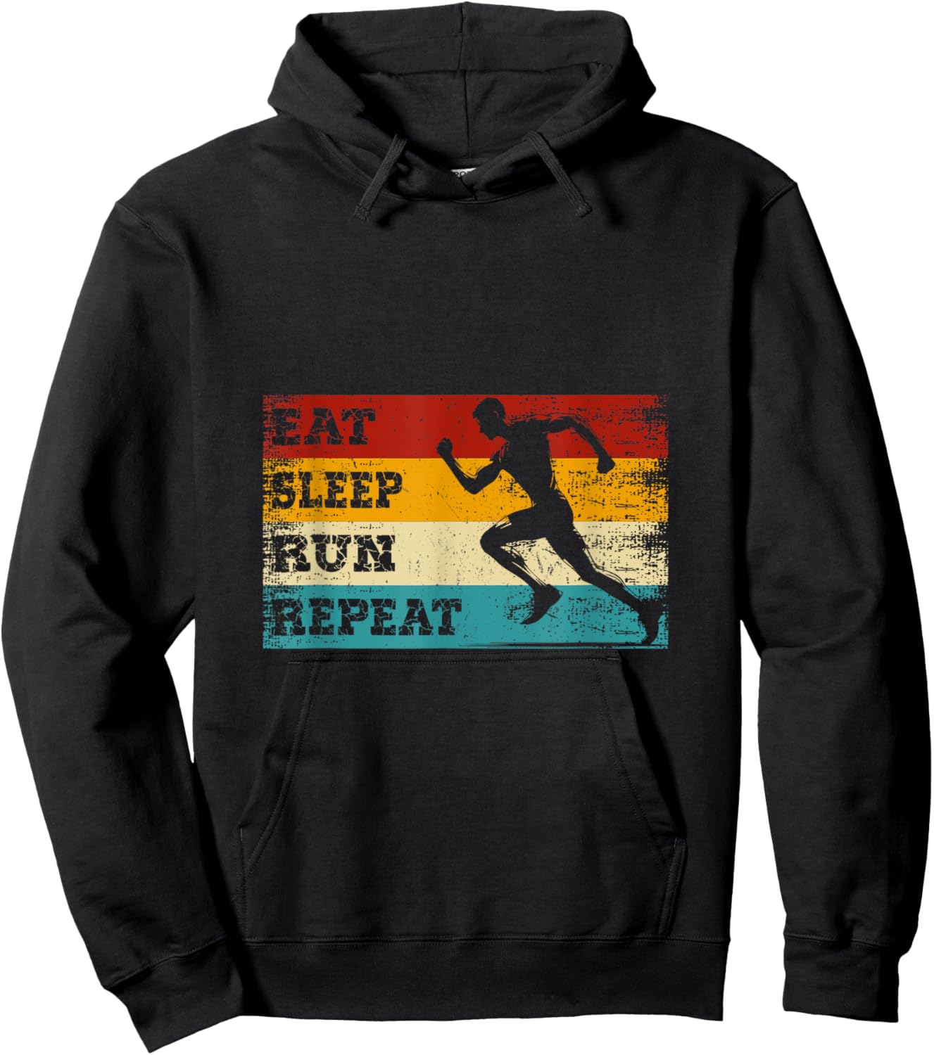 Eat Sleep Run Repeat Shirt Marathon Runner Vintage Retro Hoodie - Hoodie | Black