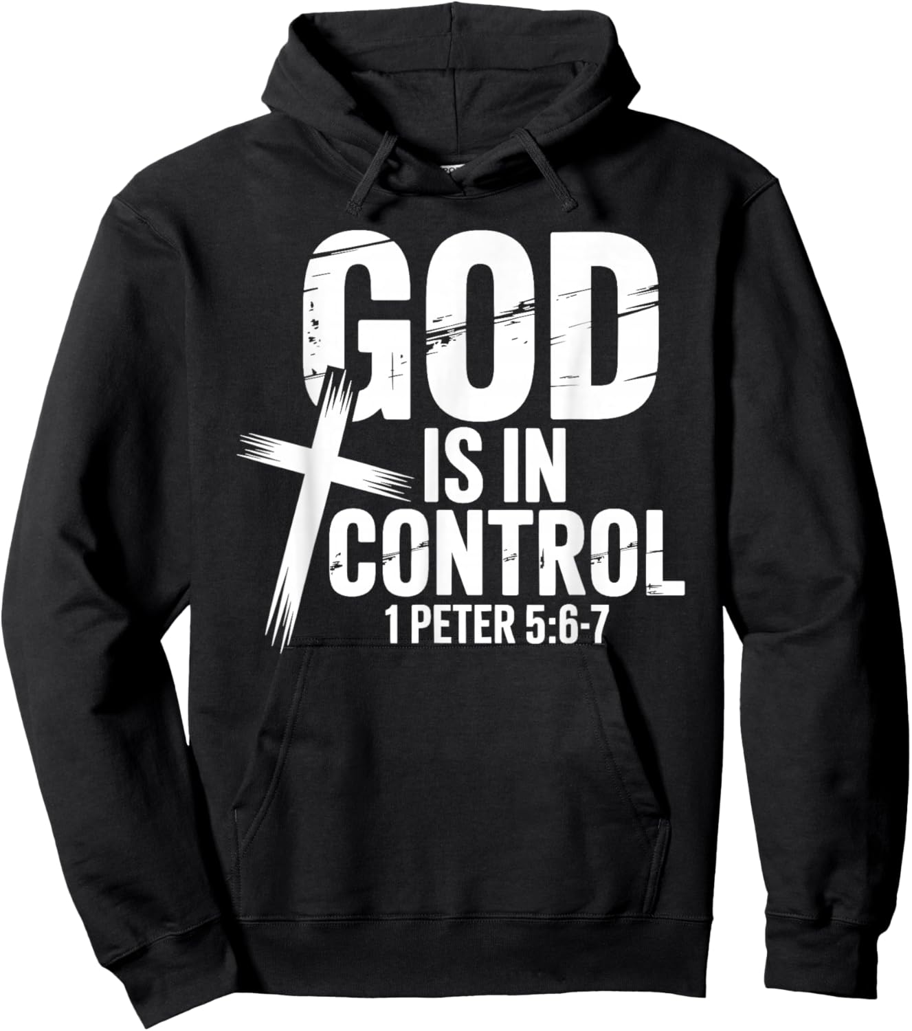 God's Control 1 Peter 5:6-7 Message Hoodie - Hoodie | Black