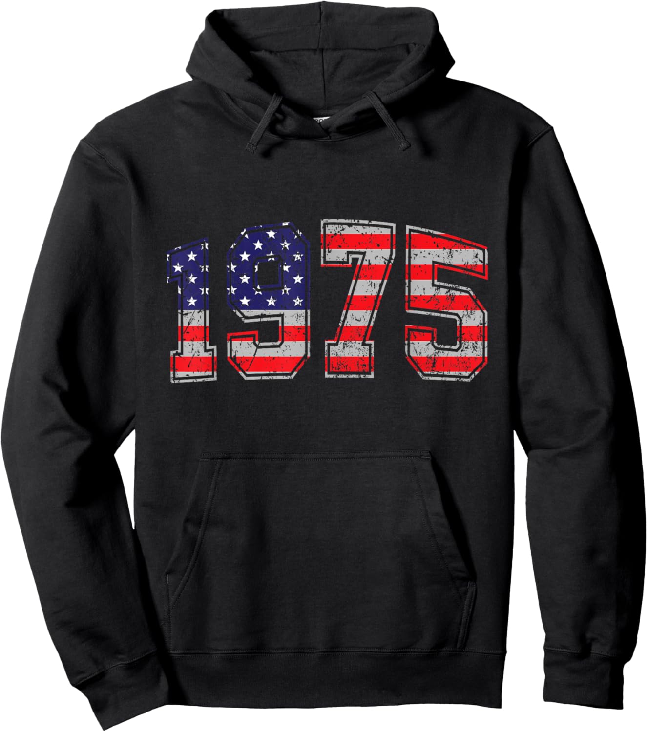 Vintage 1975 49 Years Old American Flag 4th Of July Retro Hoodie - Hoodie | Black