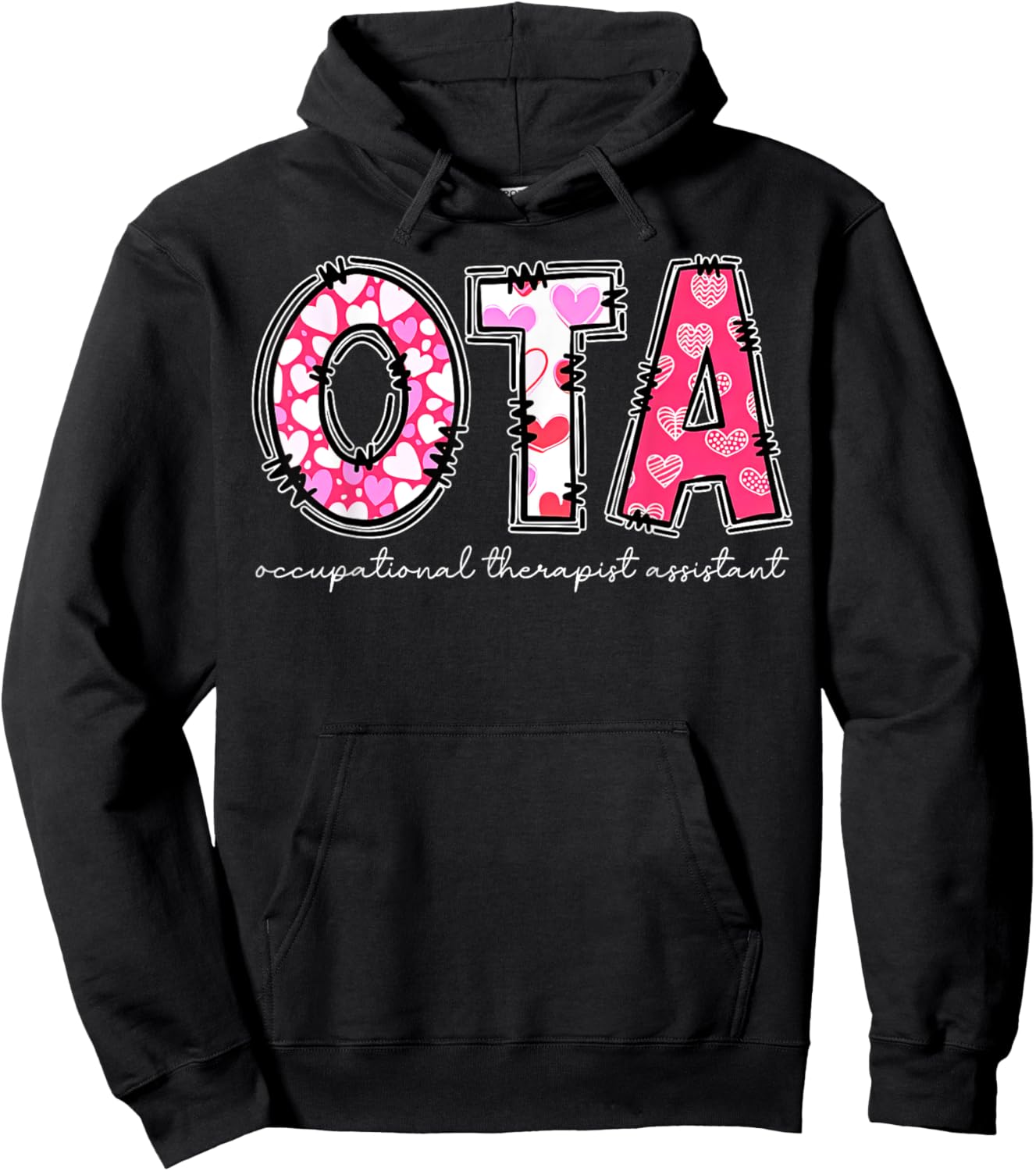 Retro OTA Occupational Therapy Assistant OT Valentine's Day Hoodie - Hoodie | Black
