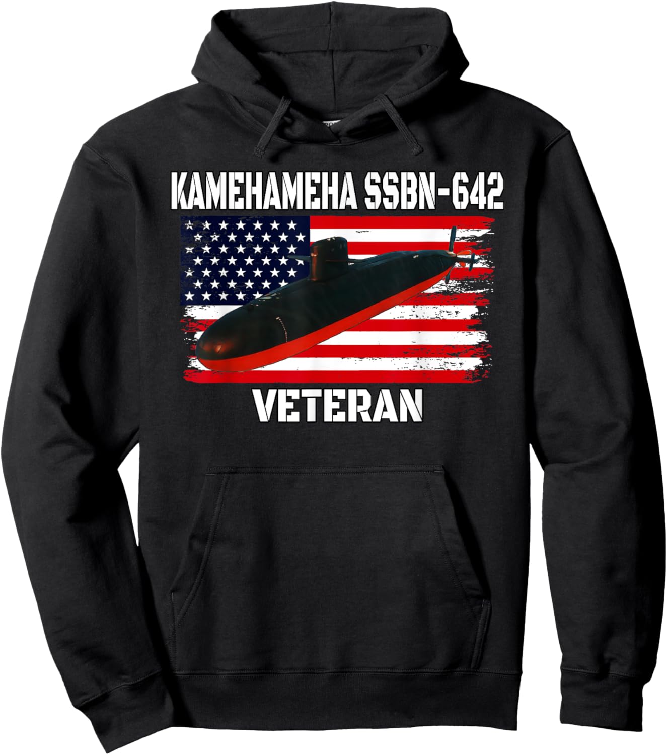 Submarine USS Kamehameha SSBN-642 Veteran Grandfather Dad Hoodie - Hoodie | Black