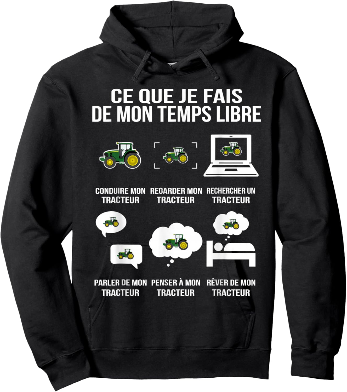 Ce Que Je Fais de Mon Temps Libre Tracteur Humour Drôle Hoodie - Hoodie | Black